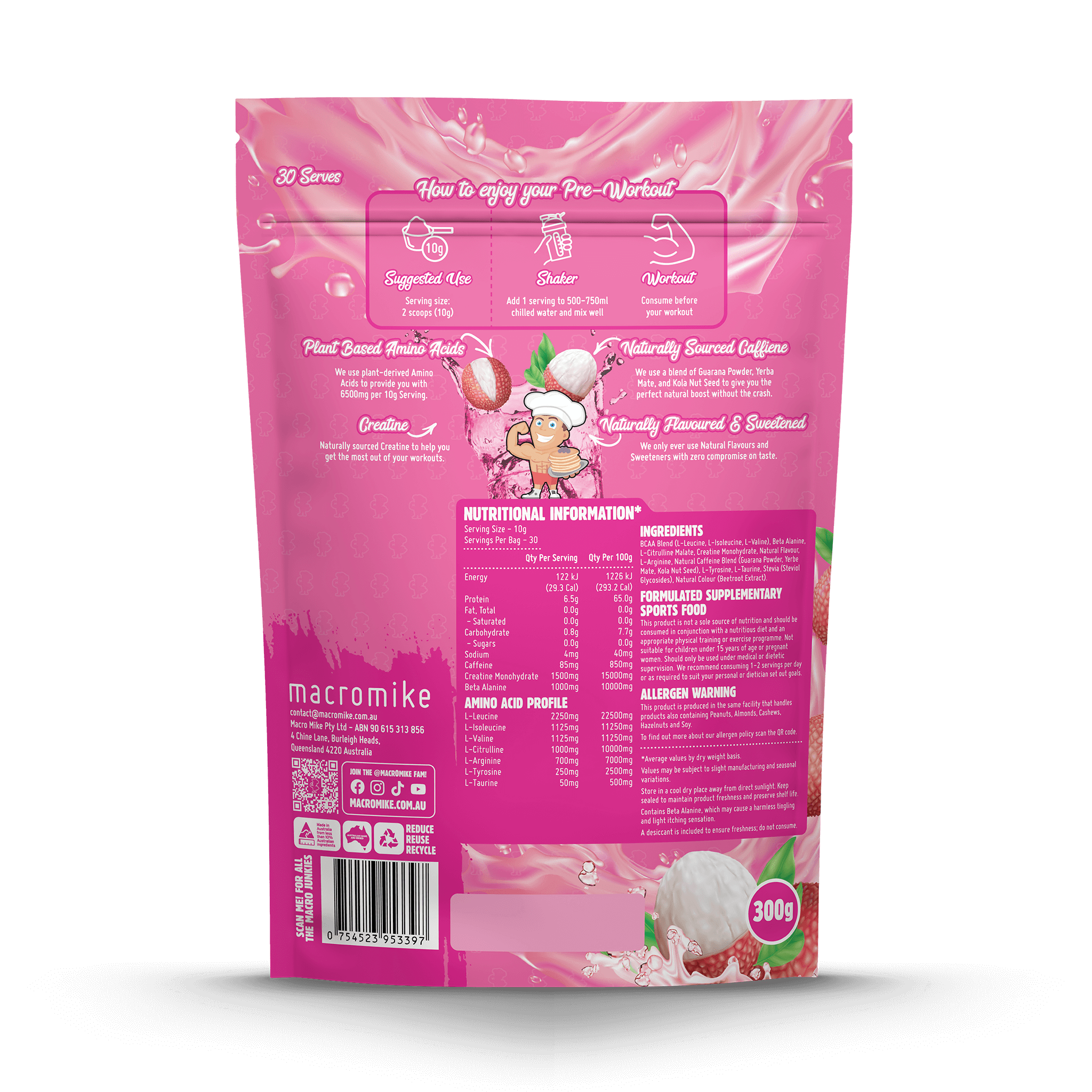 Lychee Berry Blast Pre-Workout (300g Bag)