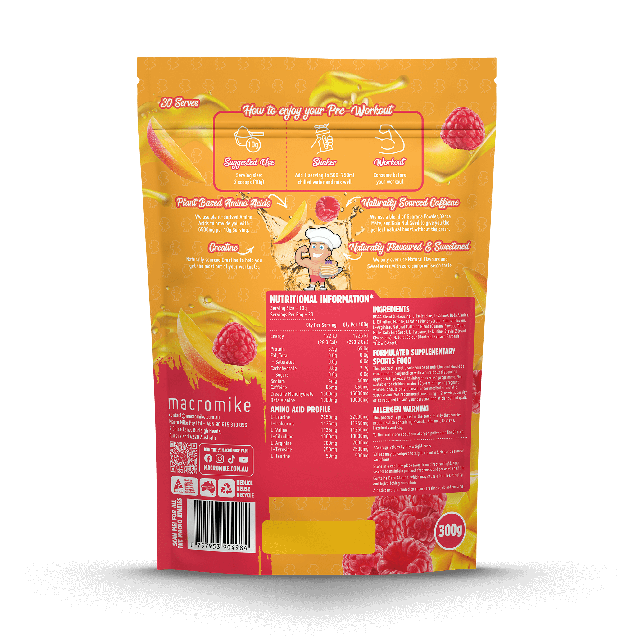 Raspberry Mango Tango Pre-Workout (300g Bag)