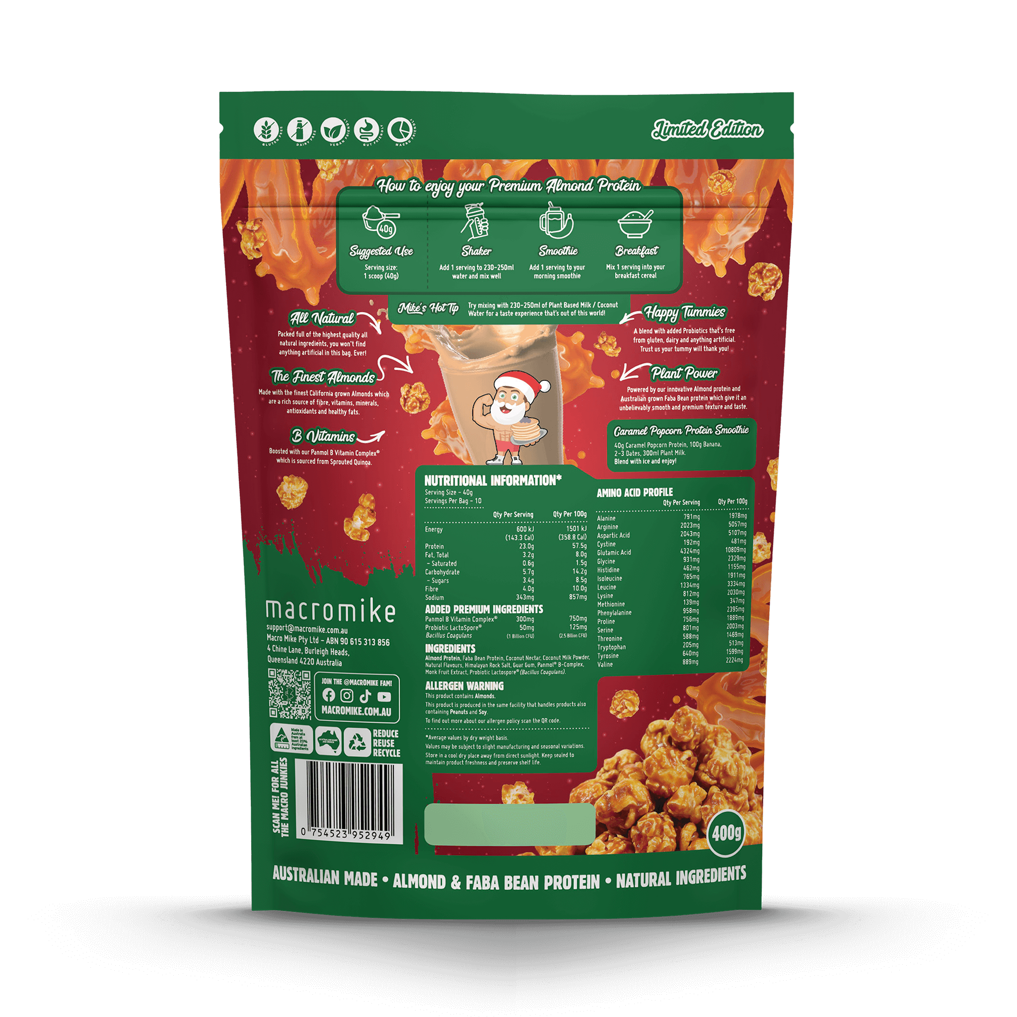 Caramel Popcorn Premium Almond Protein (400g Bag)