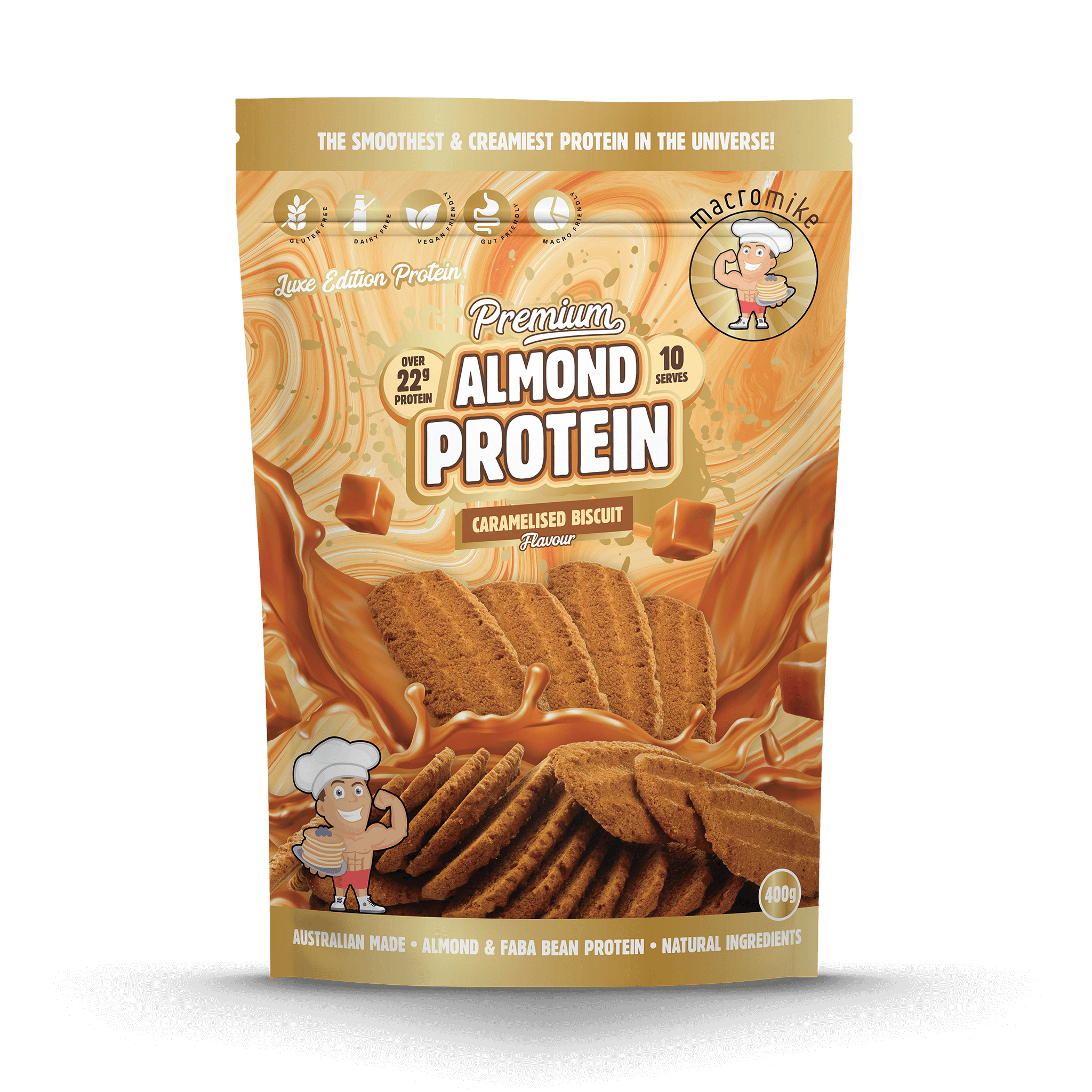 Caramelised Biscuit Premium Almond Protein (400g Bag)