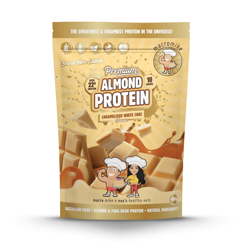Caramelised White Choc Premium Almond Protein (400g Bag)
