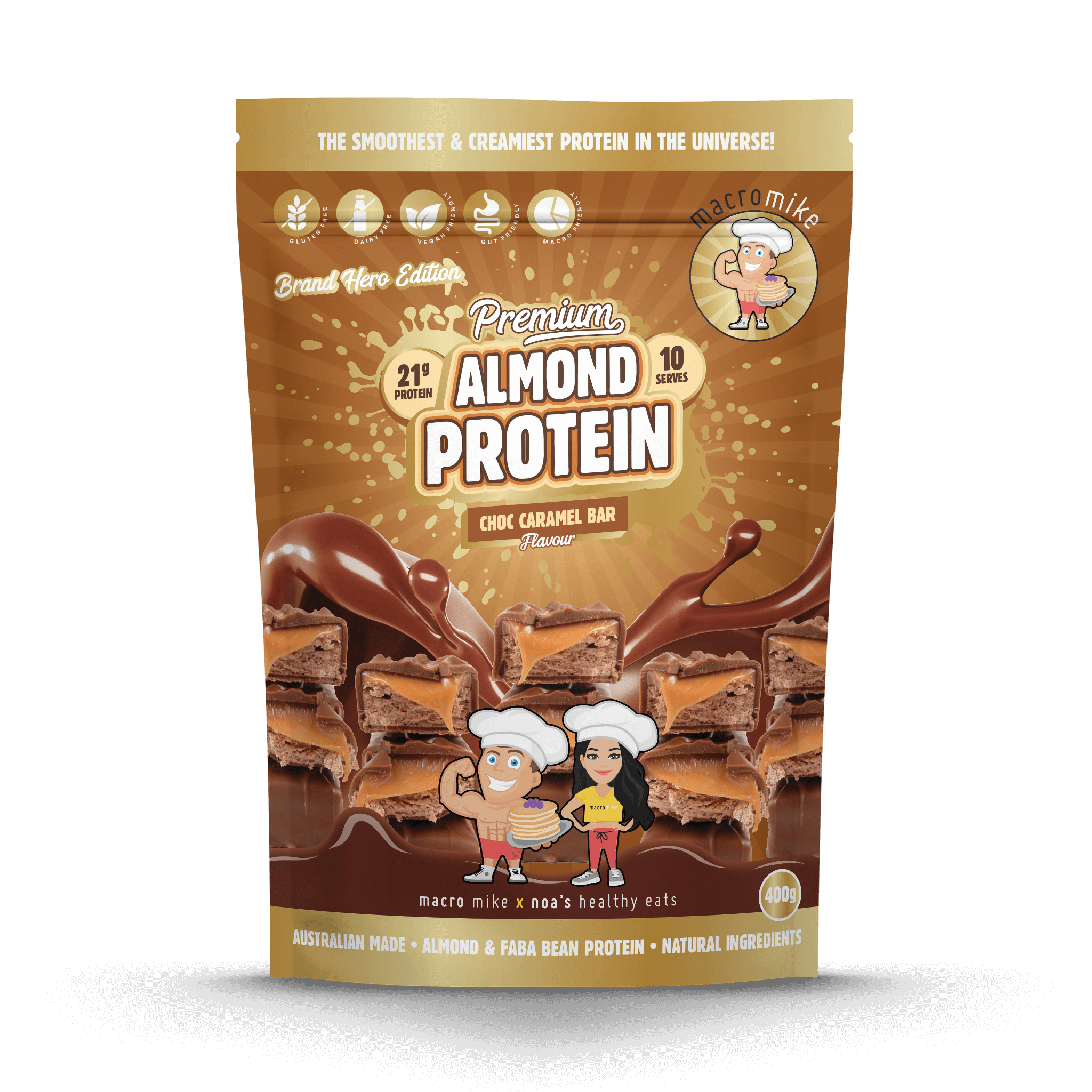 Choc Caramel Bar Premium Almond Protein (400g Bag)