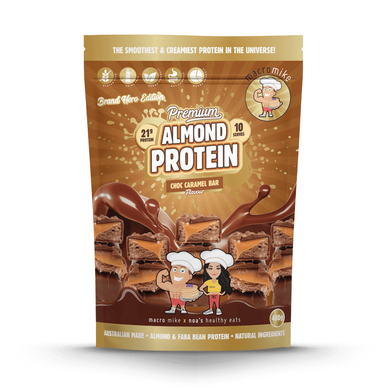 Choc Caramel Bar Premium Almond Protein (400g Bag)