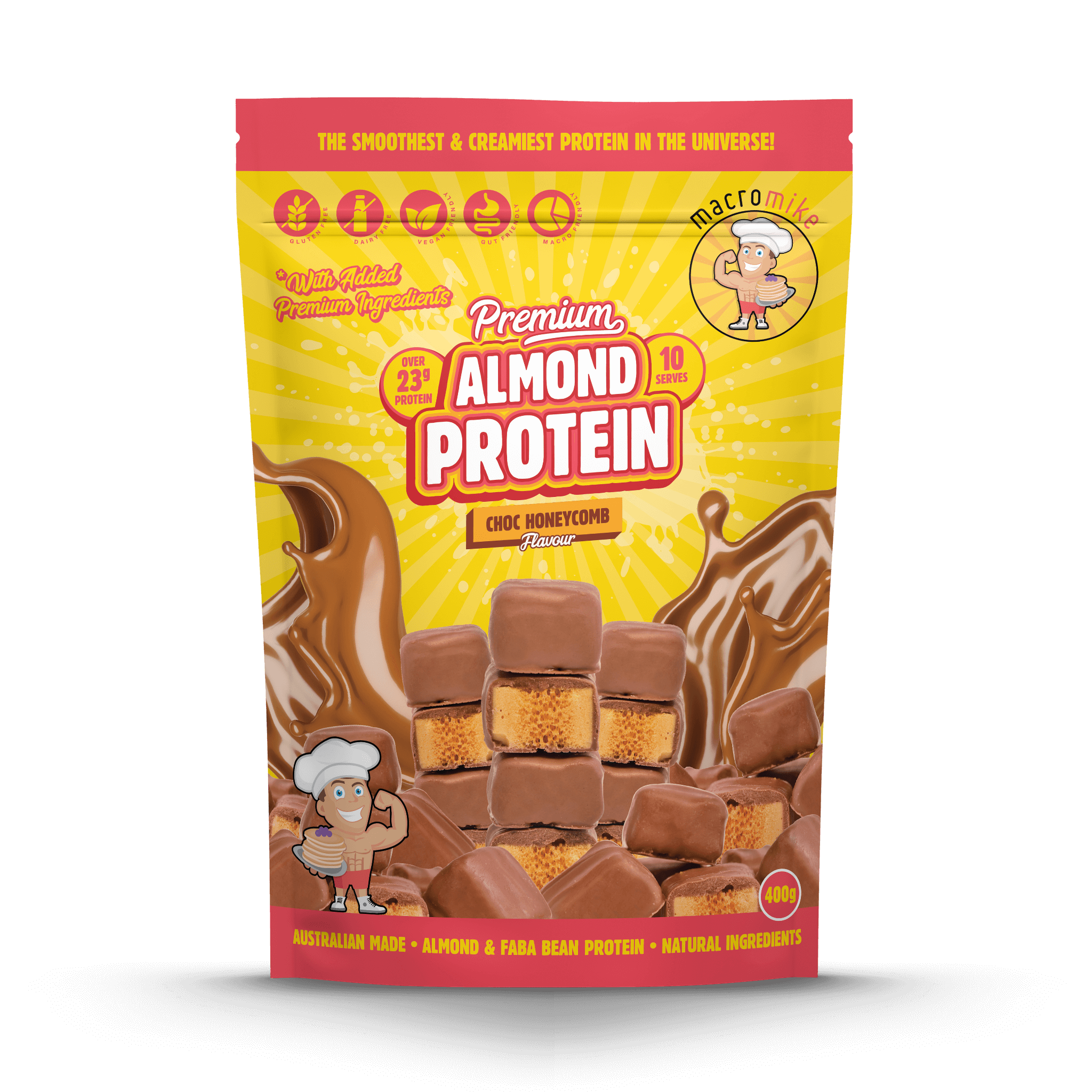 Choc Honeycomb Premium Almond Protein (400g Bag)
