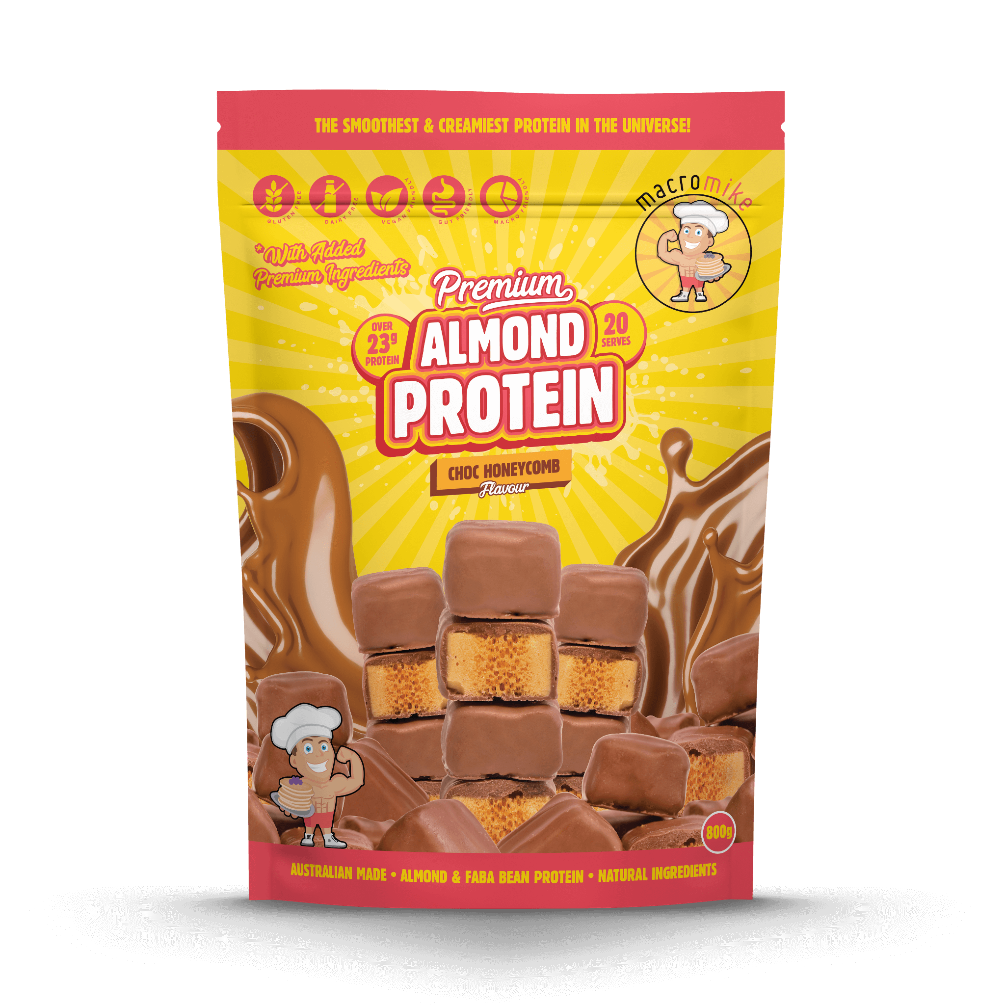 Choc Honeycomb Premium Almond Protein (800g Bag)