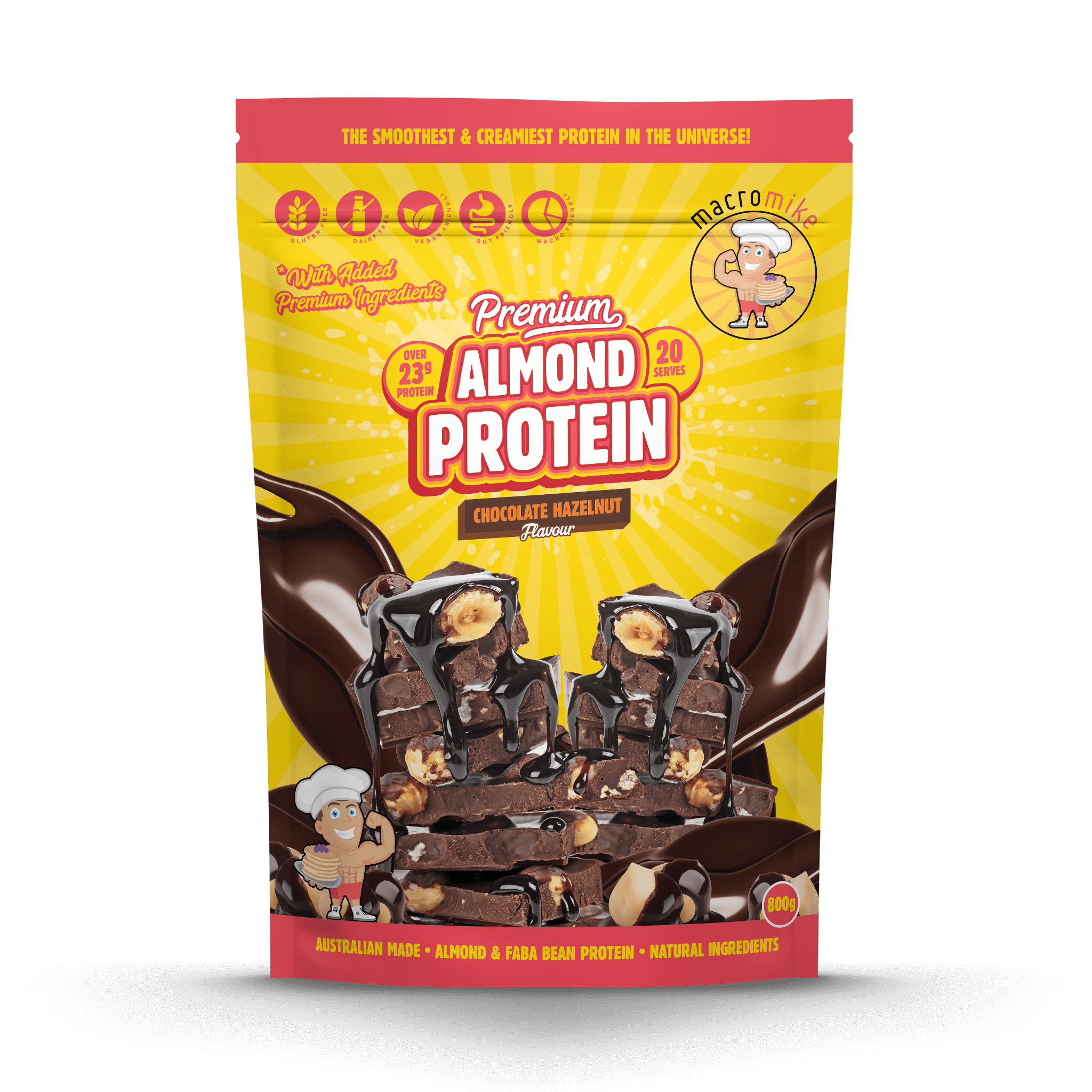 Chocolate Hazelnut Premium Almond Protein (800g Bag)