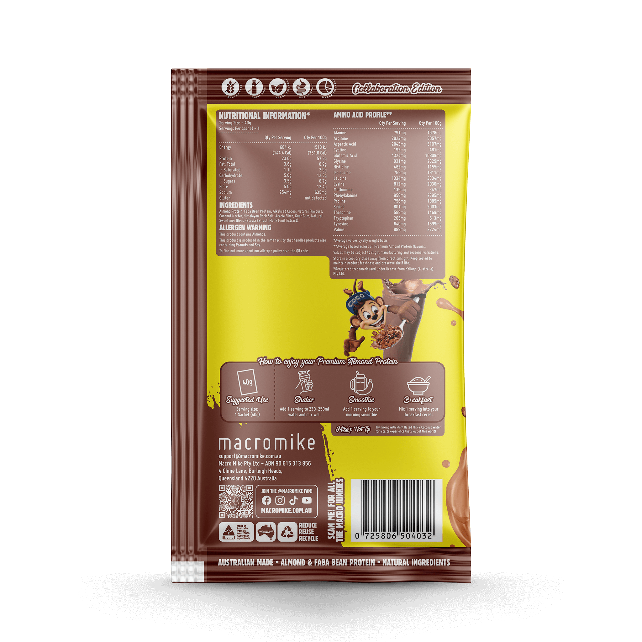 Macro Mike x Kellogg's Coco Pops Premium Almond Protein (40g Sachet)