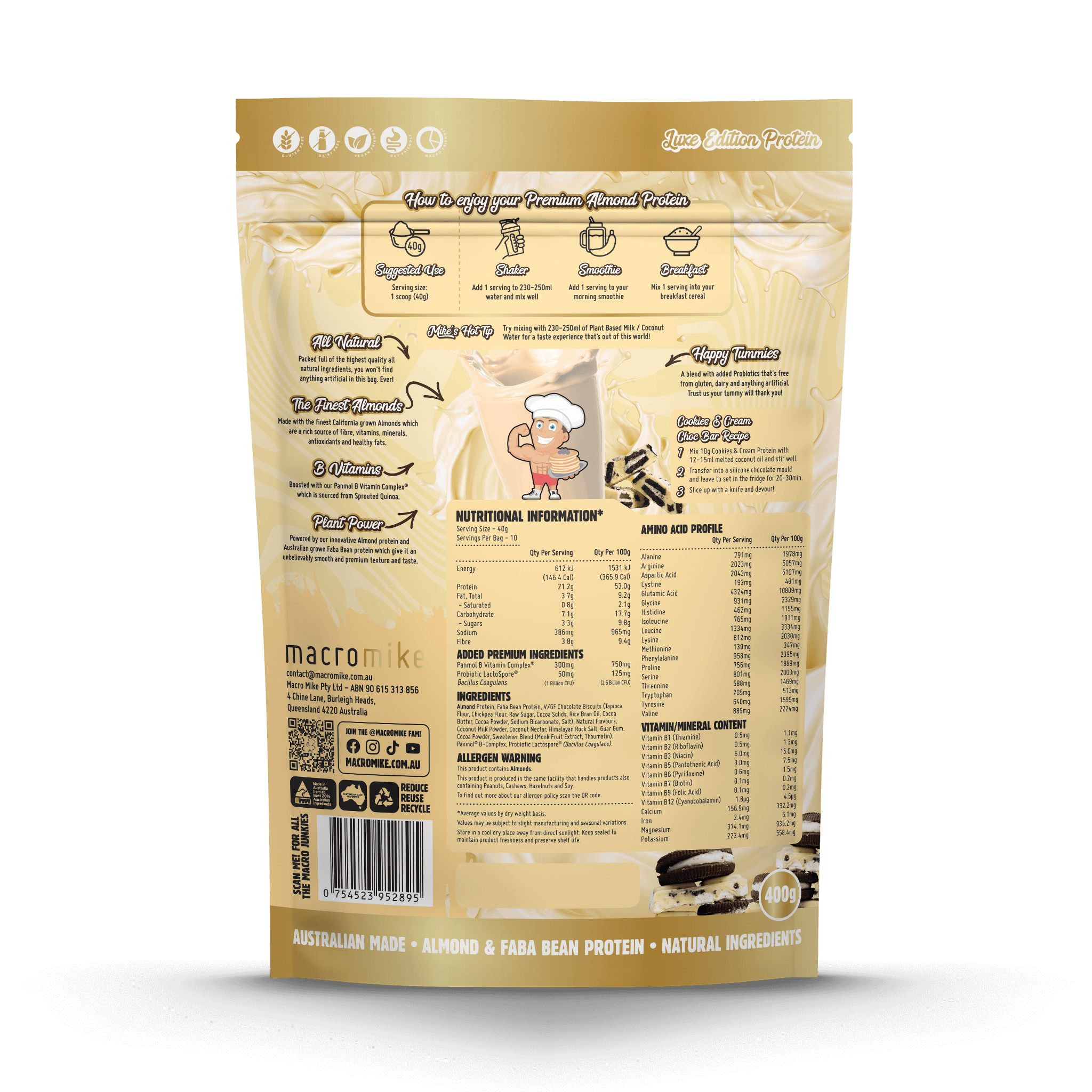 Cookies & Cream Premium Almond Protein (400g Bag)