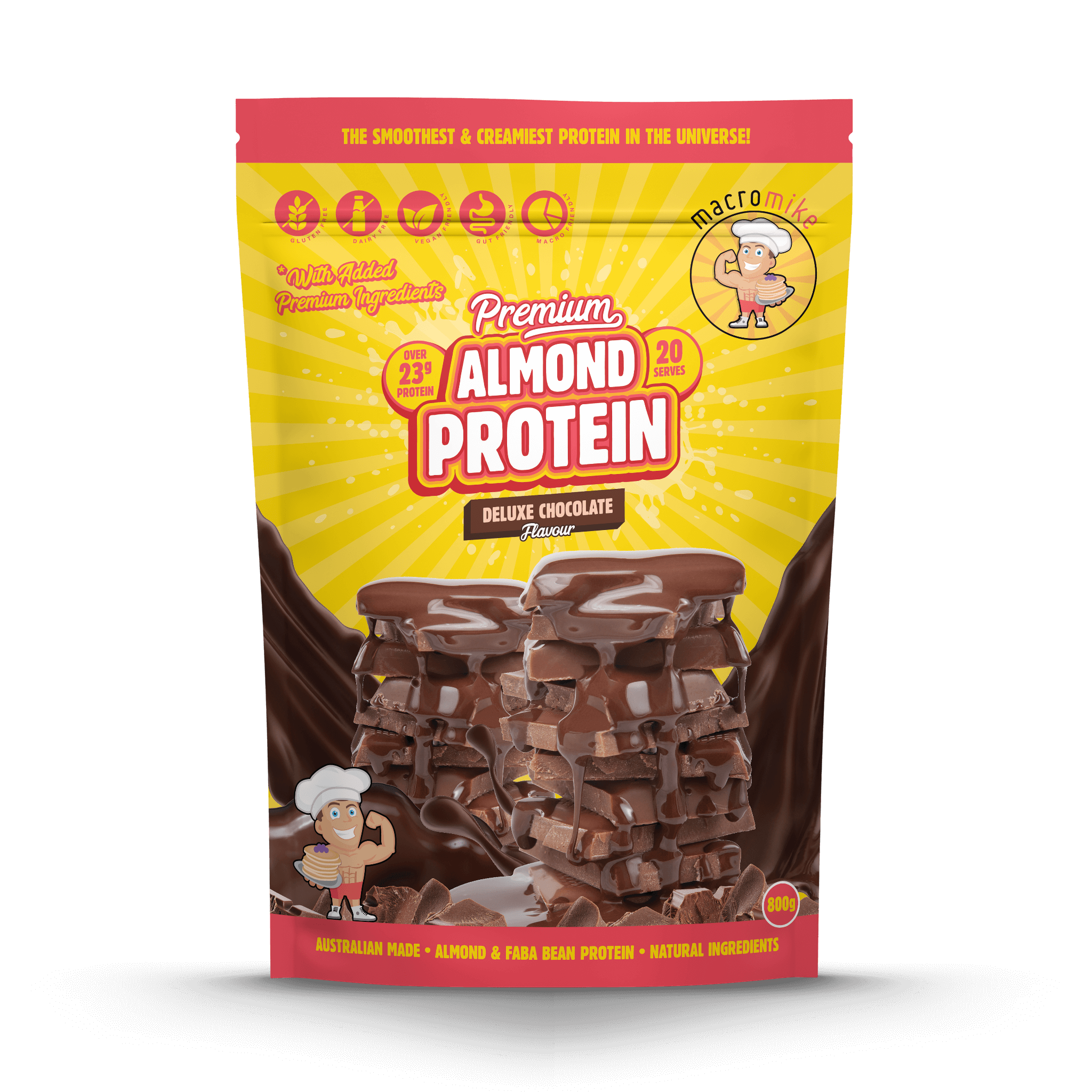 Deluxe Chocolate Premium Almond Protein (800g Bag)
