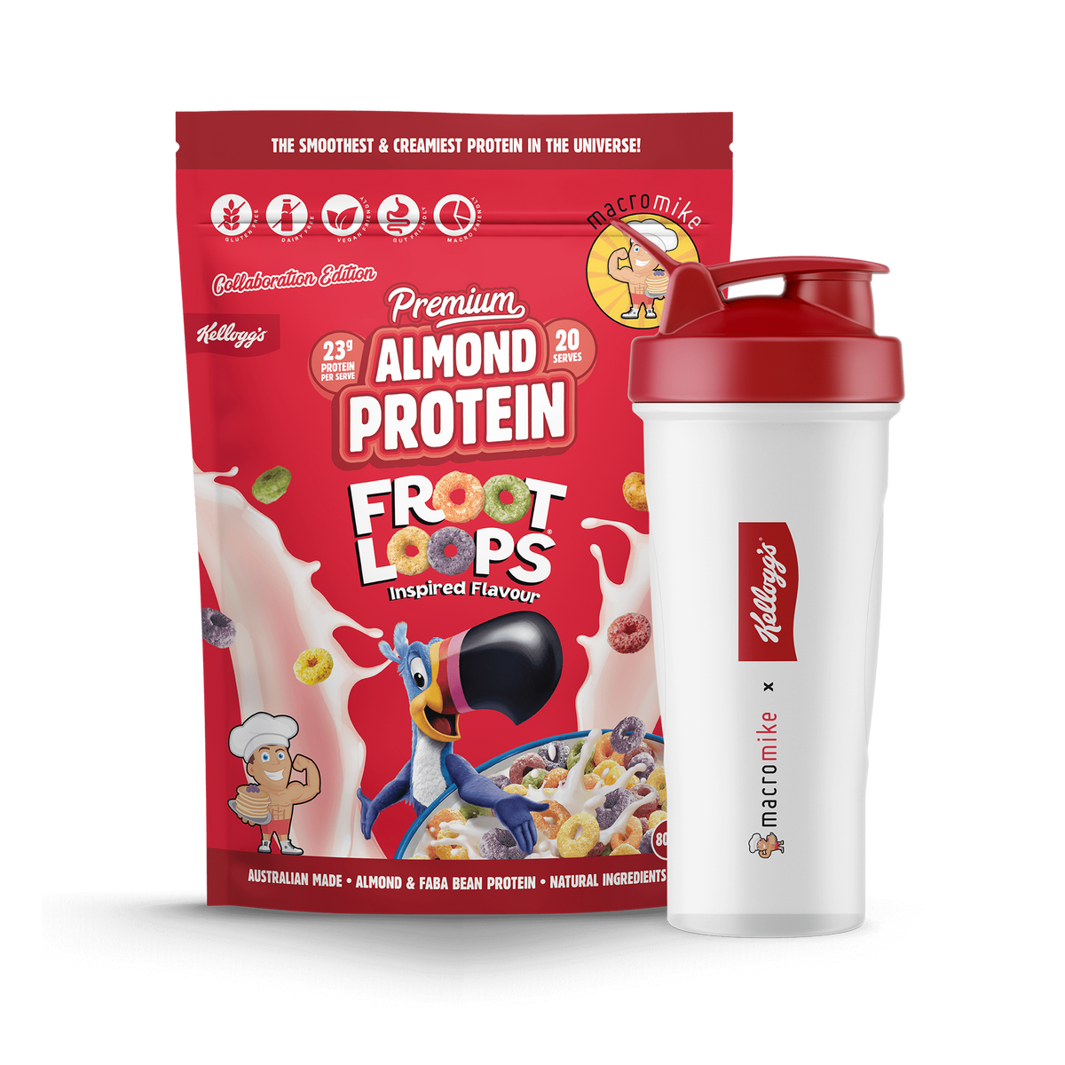 Macro Mike x Kellogg's Froot Loops Premium Almond Protein (800g Bag)
