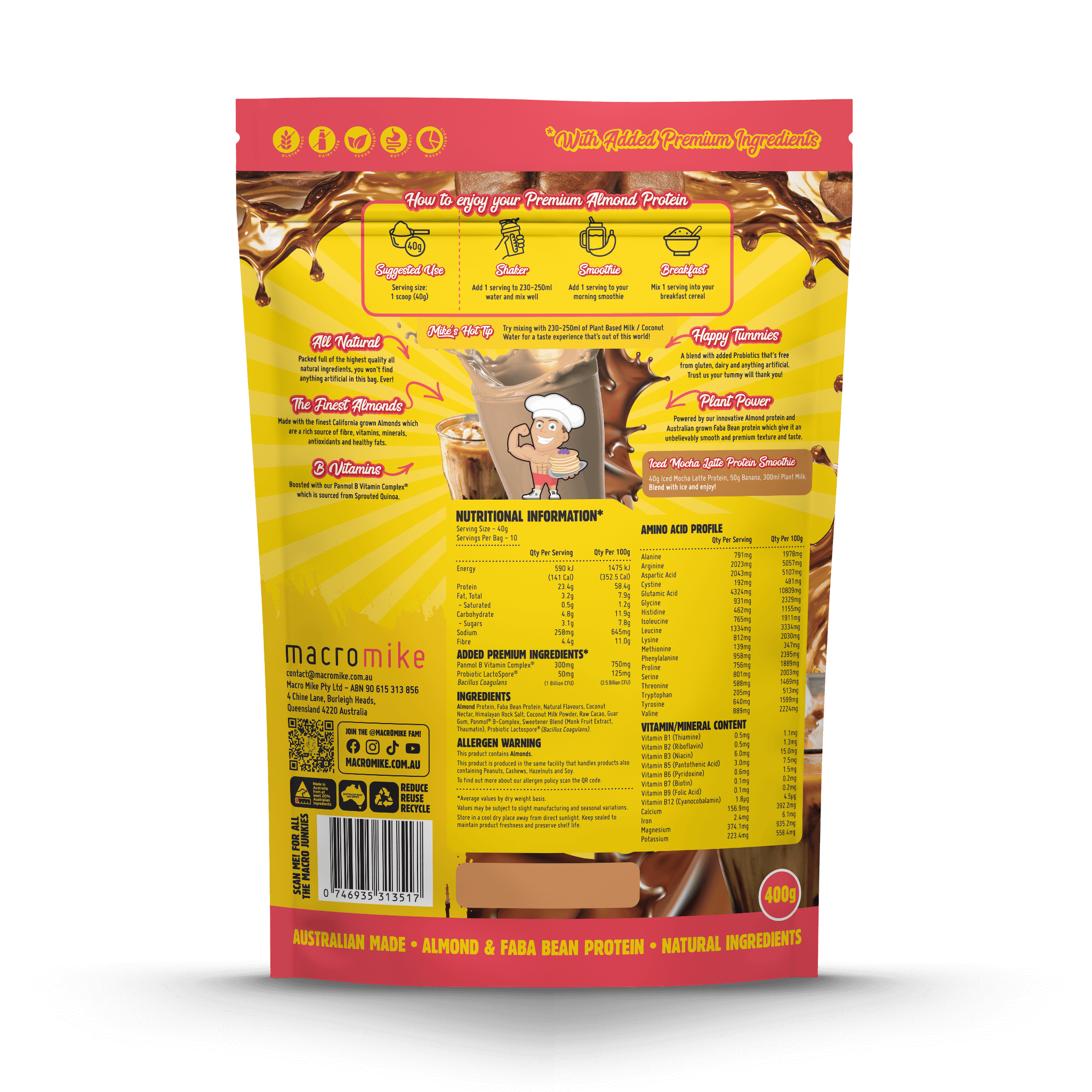 Iced Mocha Latte Premium Almond Protein (400g Bag)
