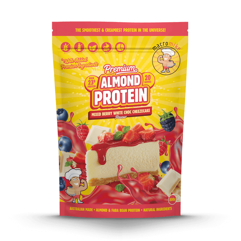 Mixed Berry White Choc Cheezecake Premium Almond Protein (800g Bag)