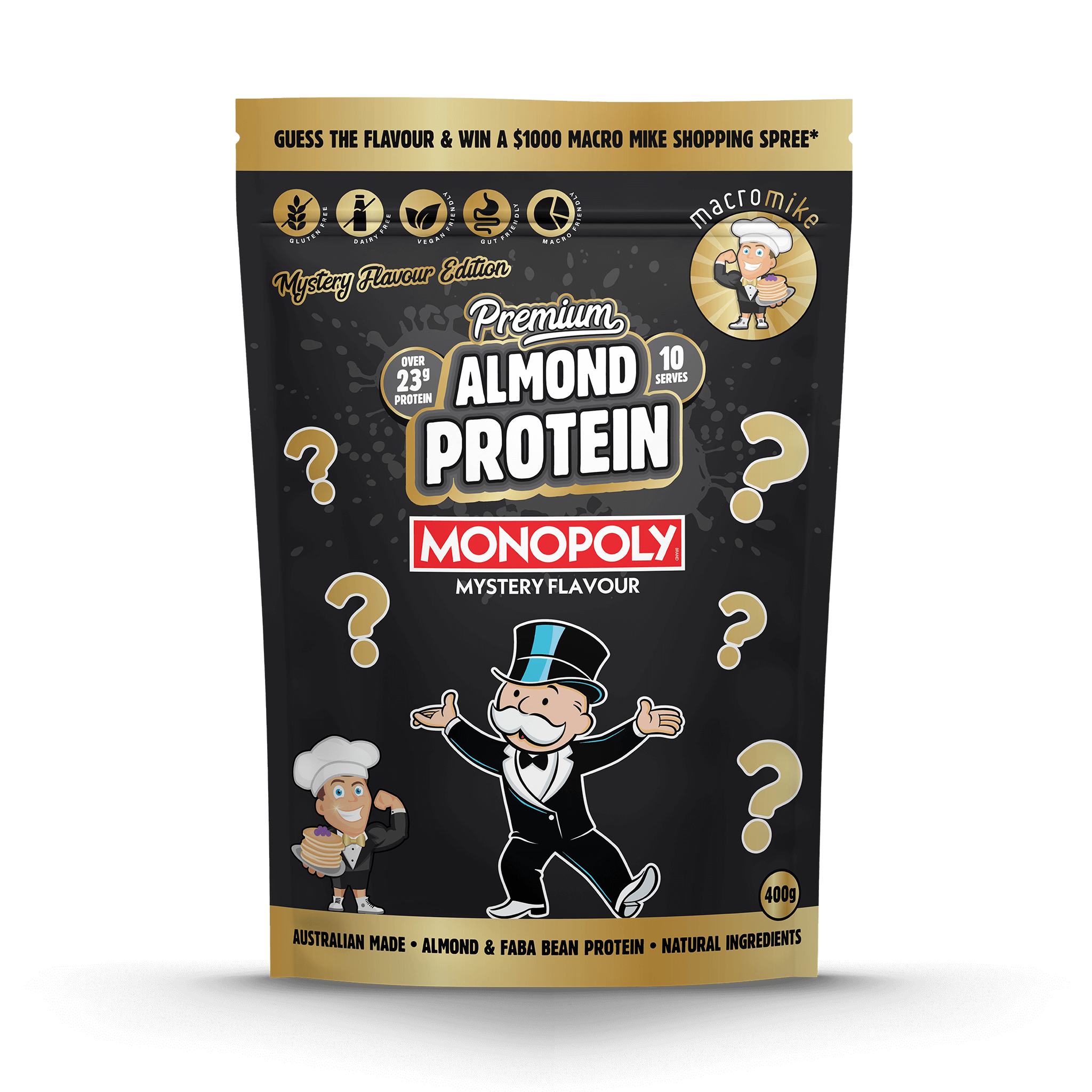 Macro Mike x Monopoly Mystery Premium Almond Protein (400g Bag)