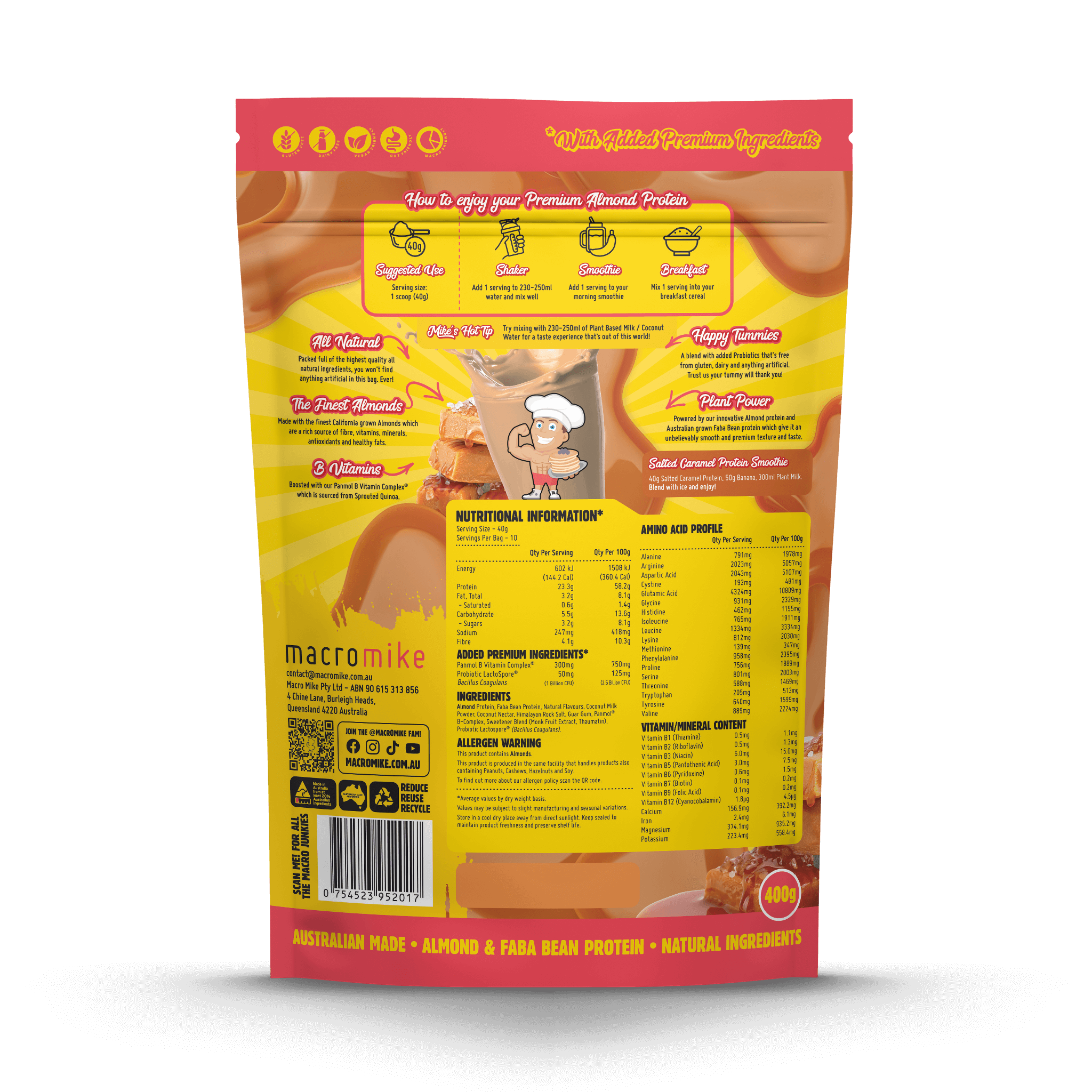 Salted Caramel Premium Almond Protein (400g Bag)