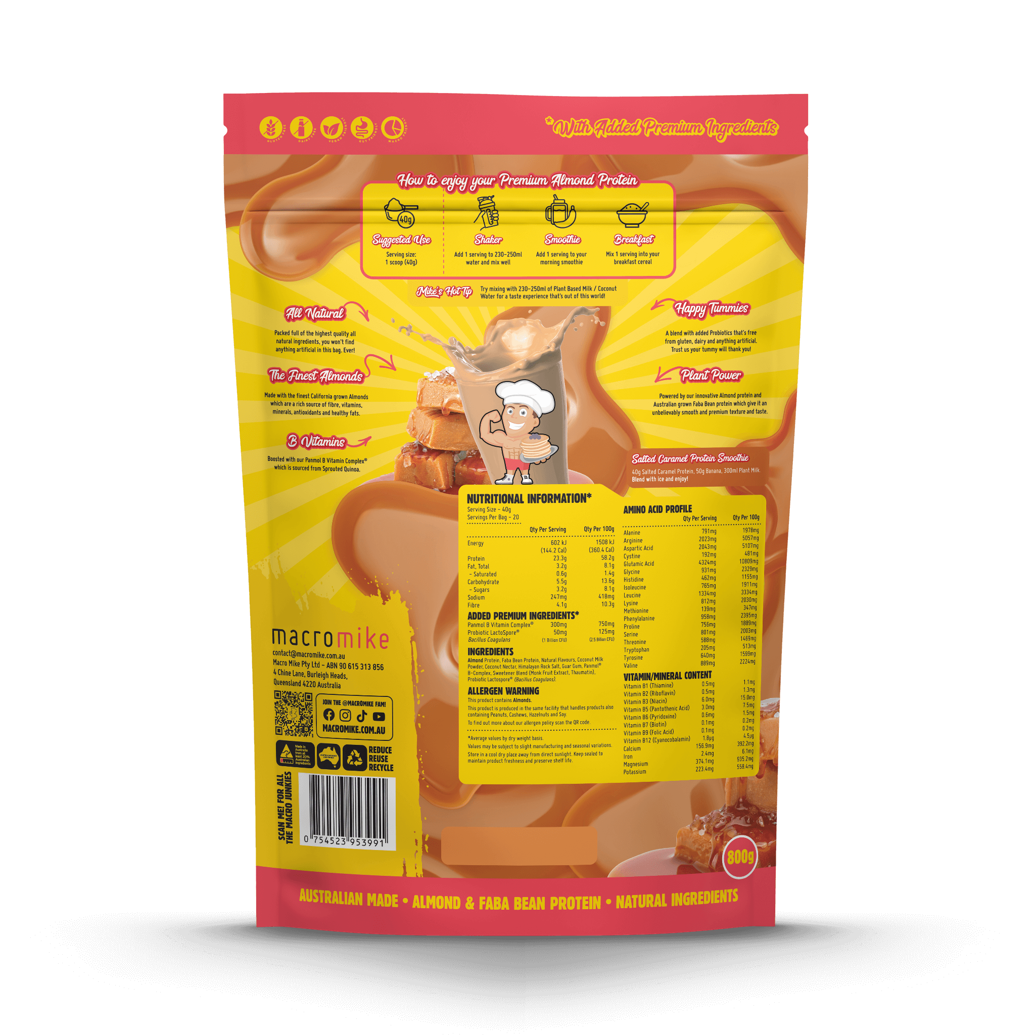 Salted Caramel Premium Almond Protein (800g Bag)