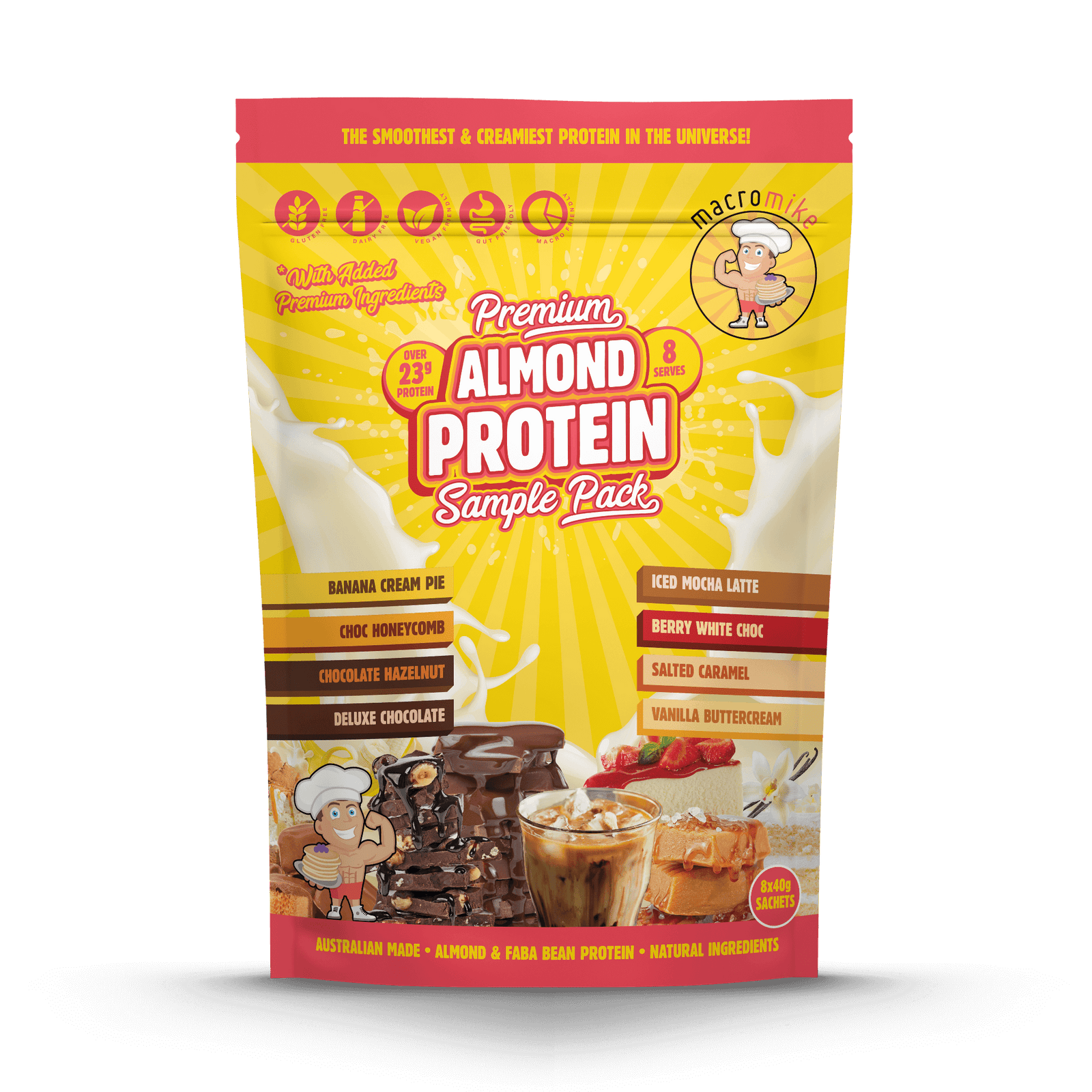 Premium Almond Protein Sample Pack (8 x 40g Sachets)