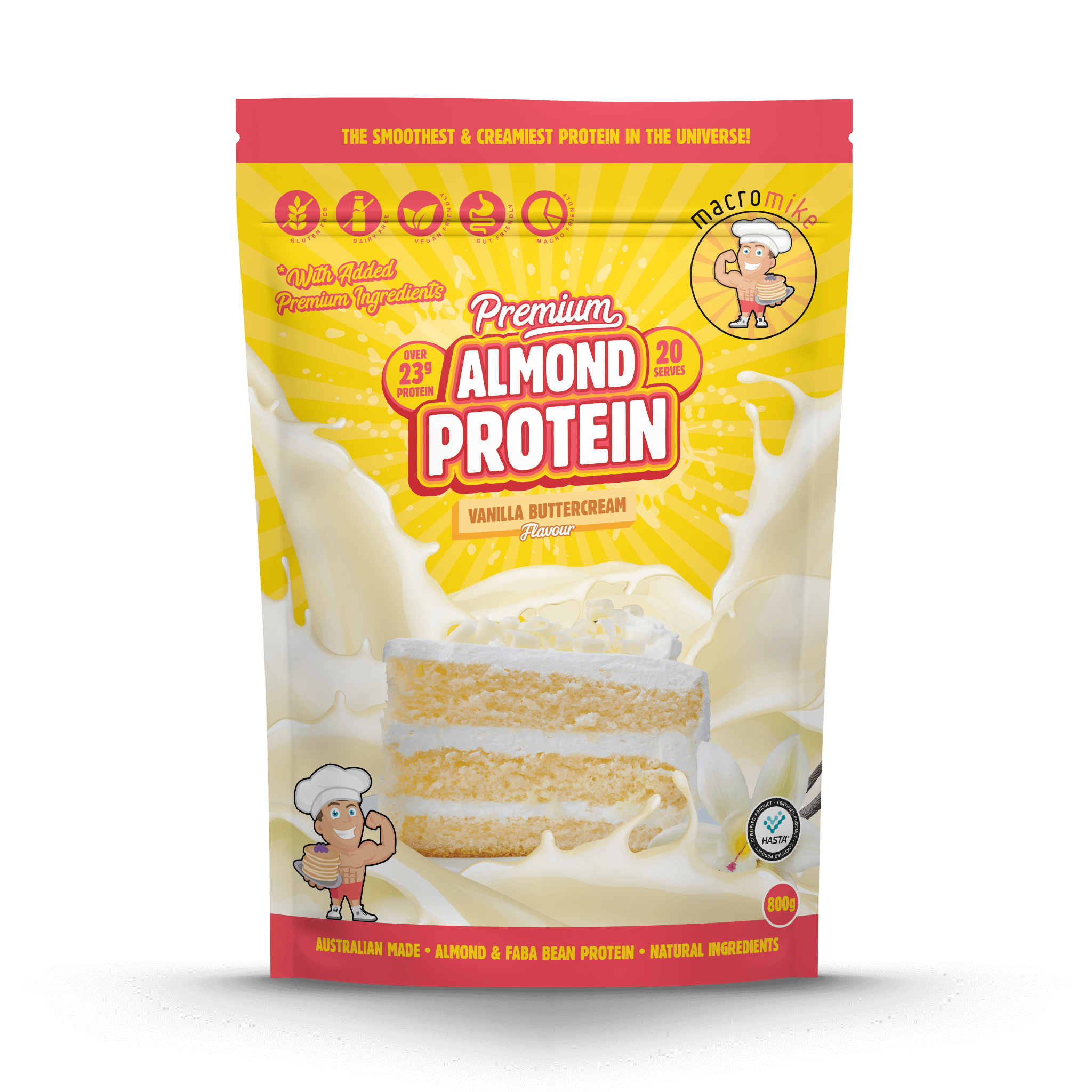 Vanilla Buttercream Premium Almond Protein (800g Bag)