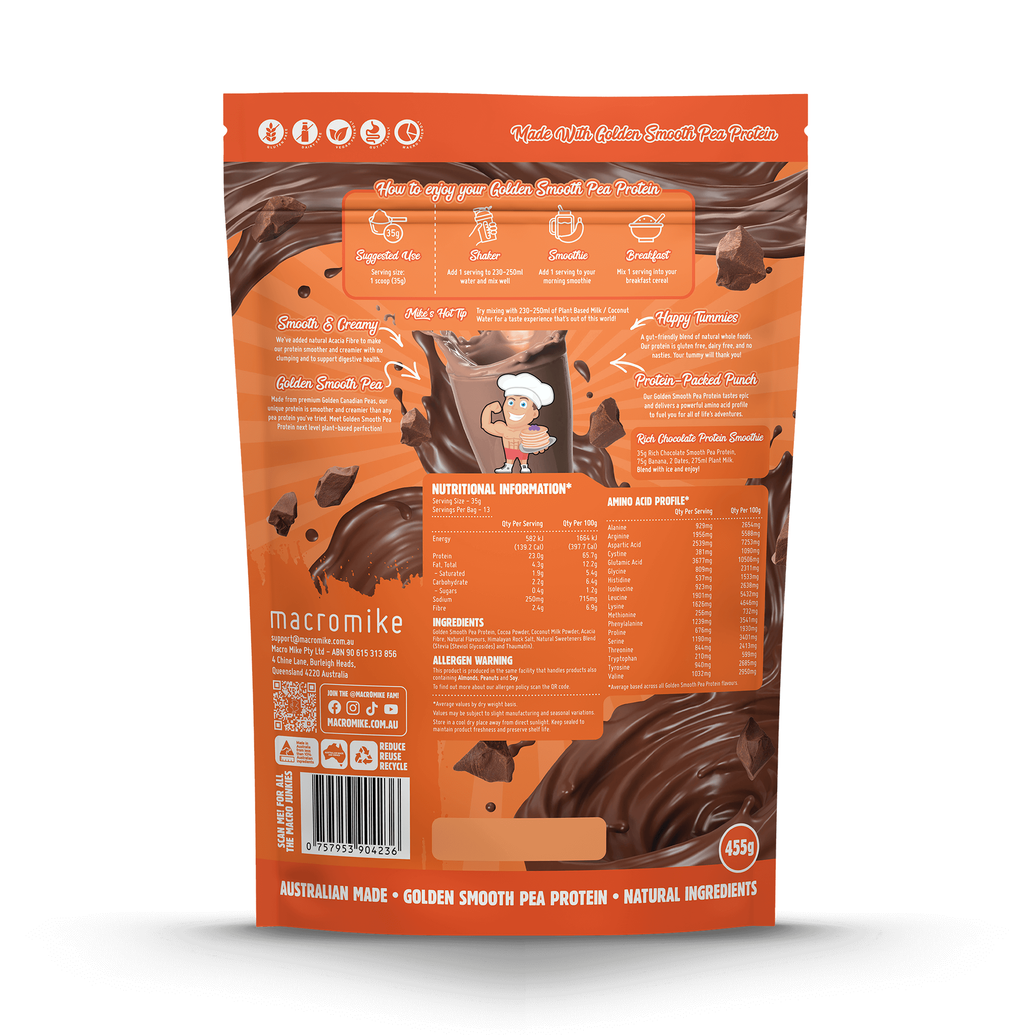 Rich Chocolate Golden Smooth Pea Protein (455g Bag)