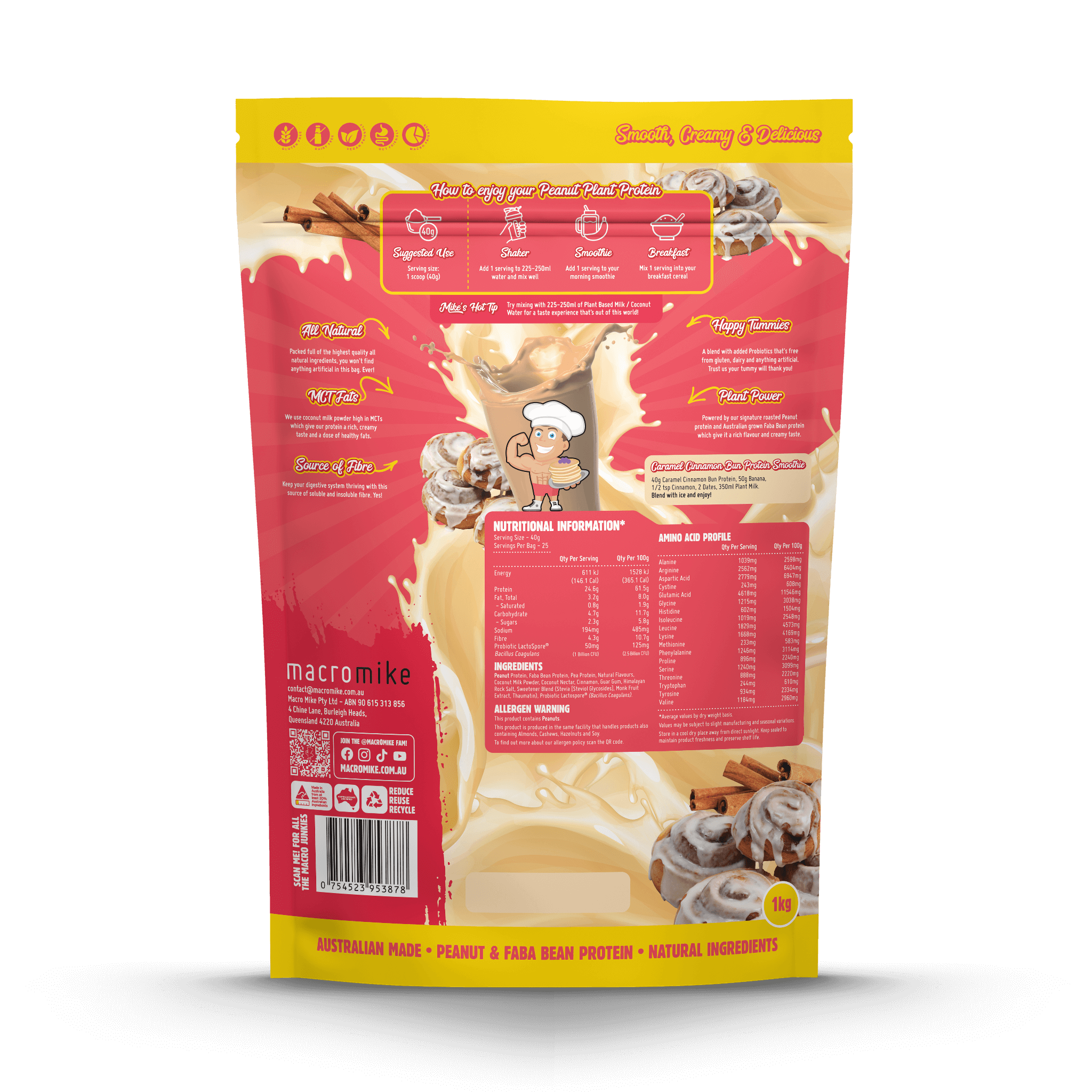Caramel Cinnamon Bun Peanut Butter Protein (1kg Bag)