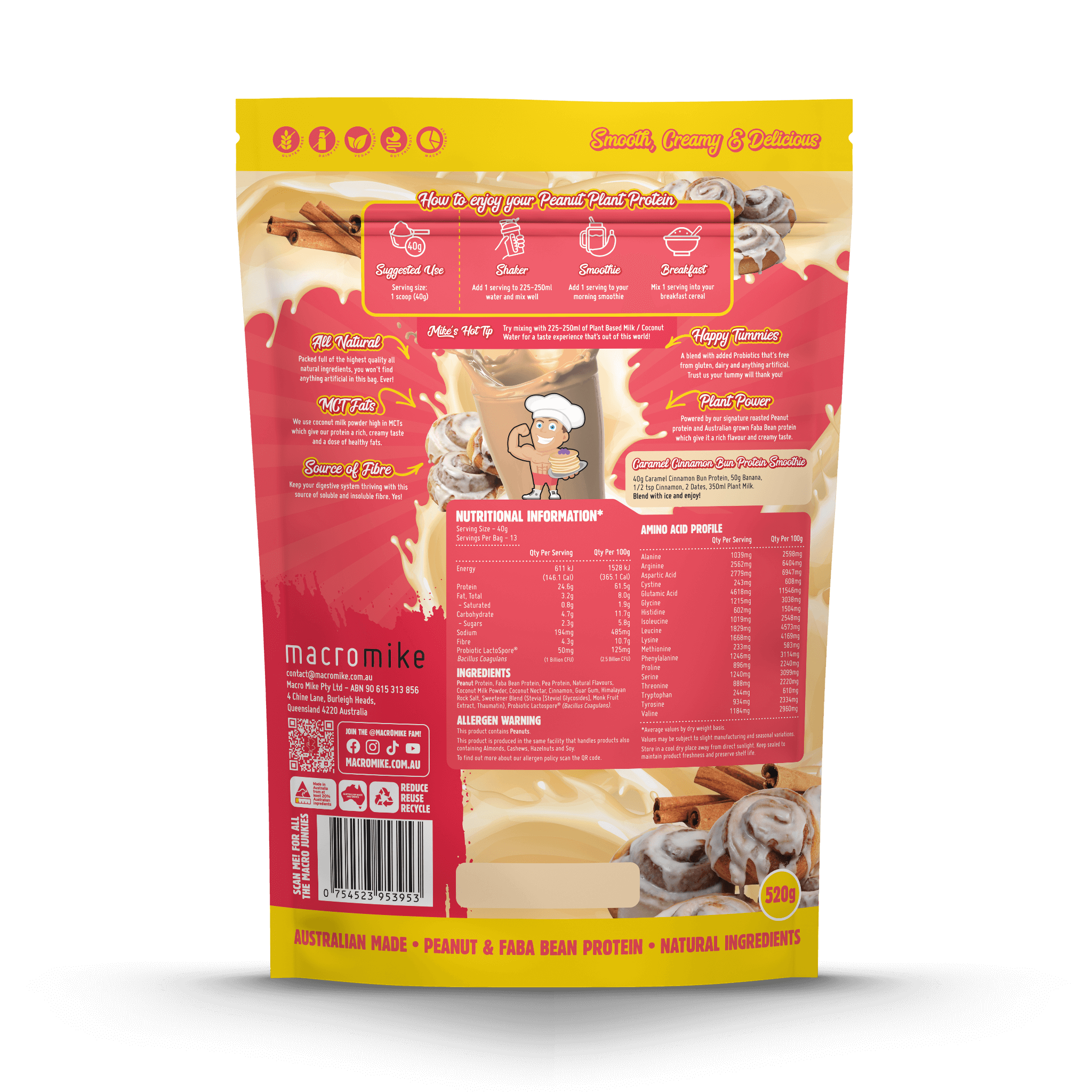 Caramel Cinnamon Bun Peanut Butter Protein (520g Bag)