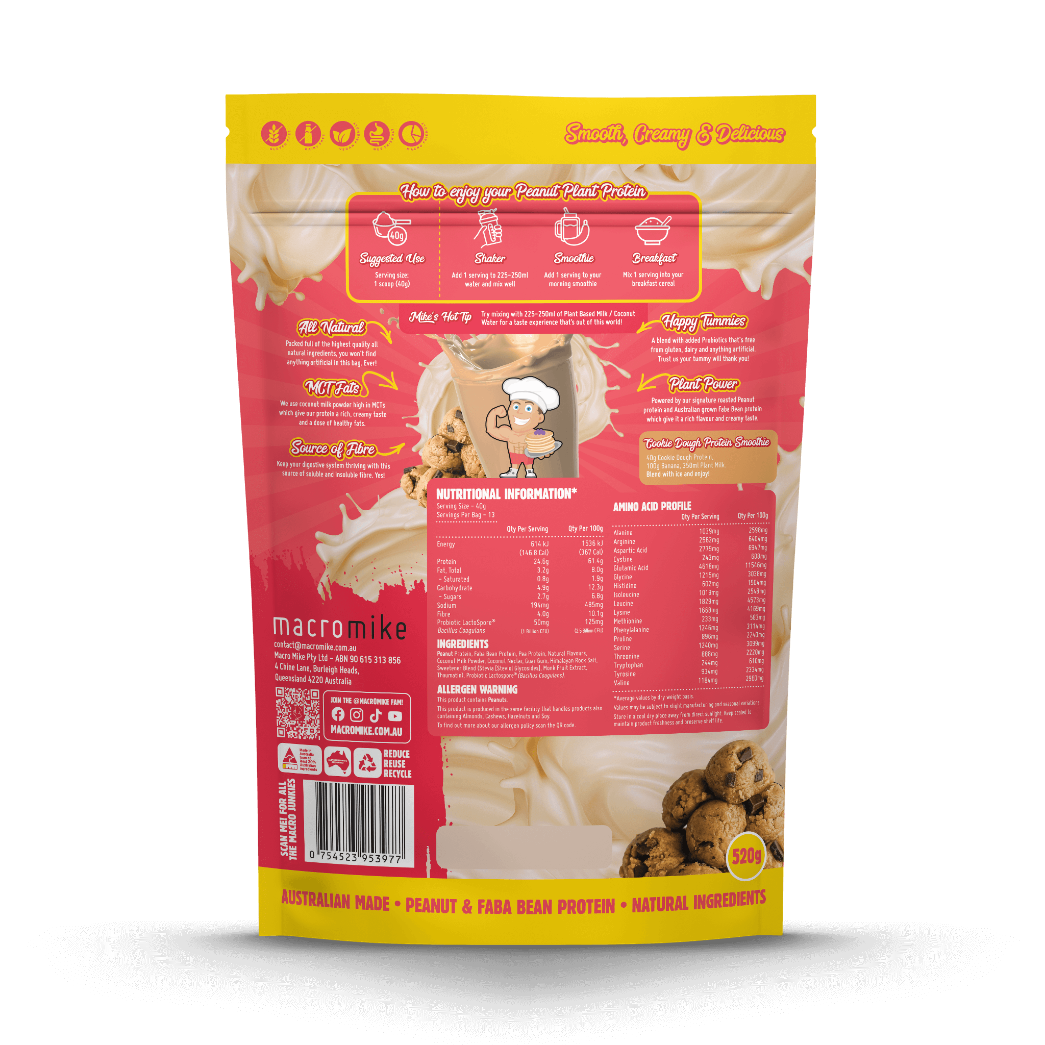 Cookie Dough Peanut Butter Protein (520g Bag)