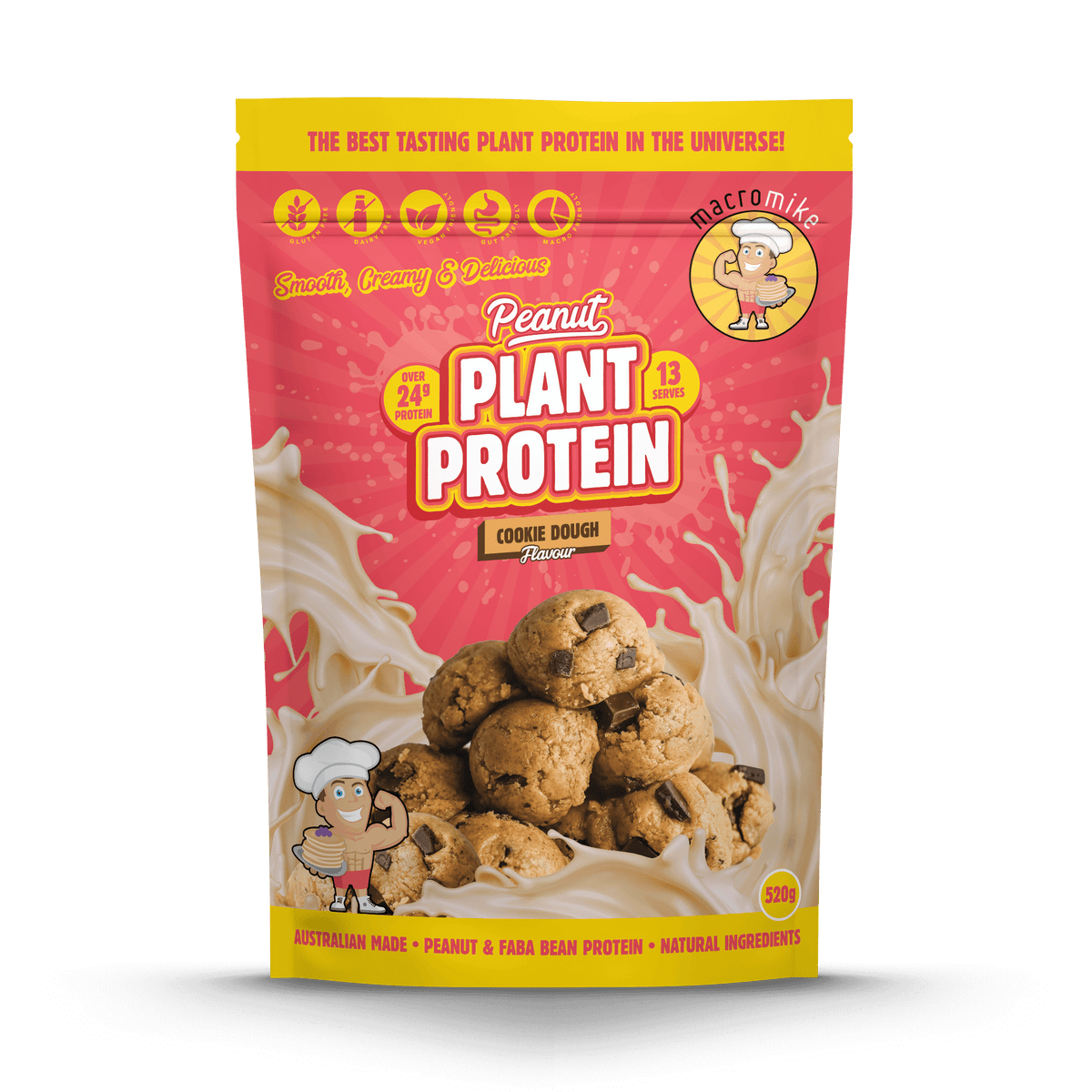 Cookie Dough Peanut Butter Plant Based Protein (520g Bag) | Macro Mike