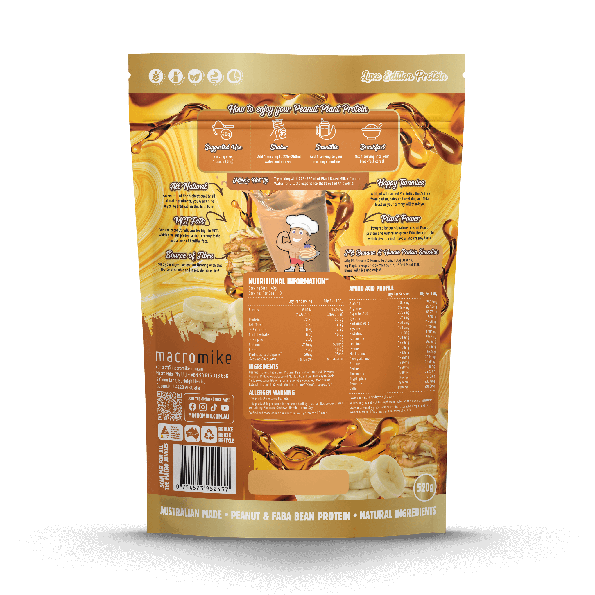 PB Banana & Hunnie Peanut Butter Protein (520g Bag)