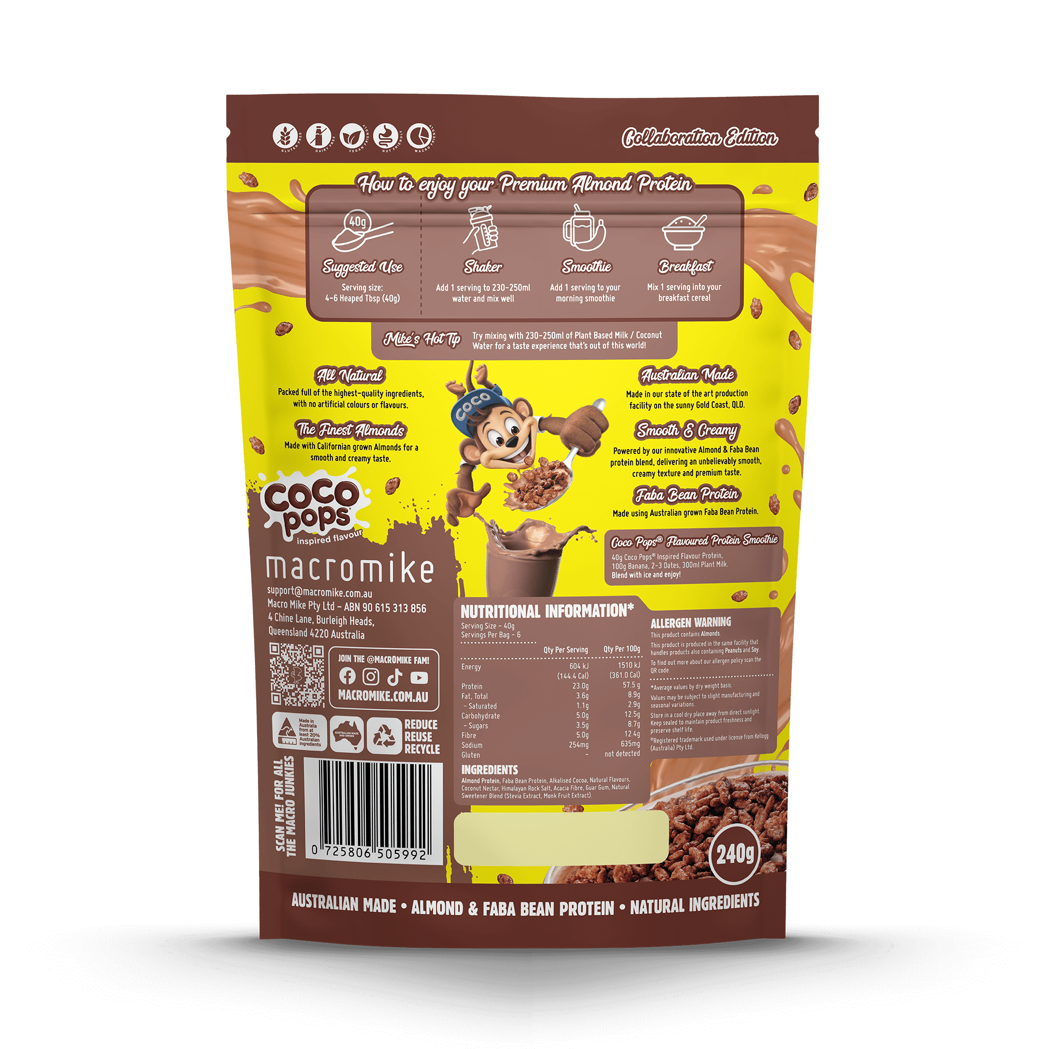 Macro Mike x Kellogg's Coco Pops Premium Almond Protein (240g Bag)