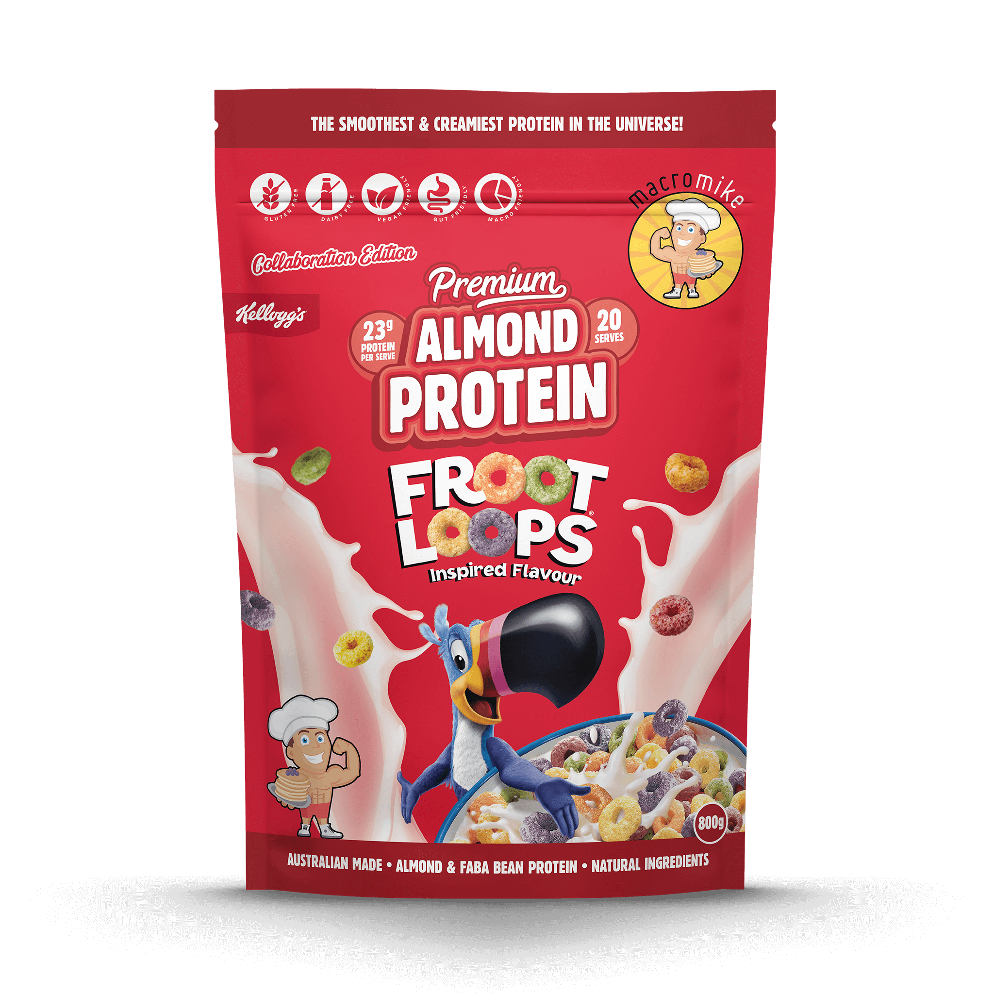 Macro Mike x Kellogg's Froot Loops Premium Almond Protein (800g Bag)
