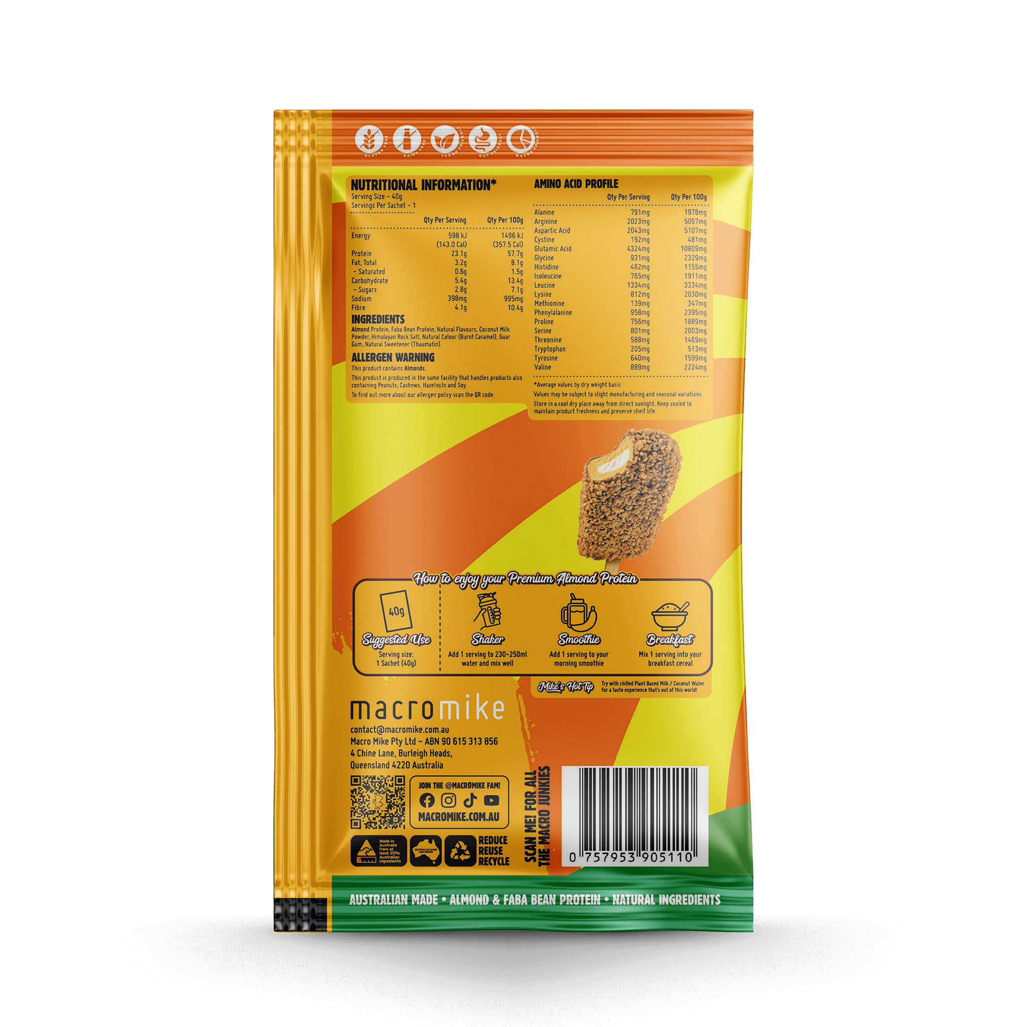 Macro Mike x Golden Gaytime Premium Almond Protein (40g Sachet)