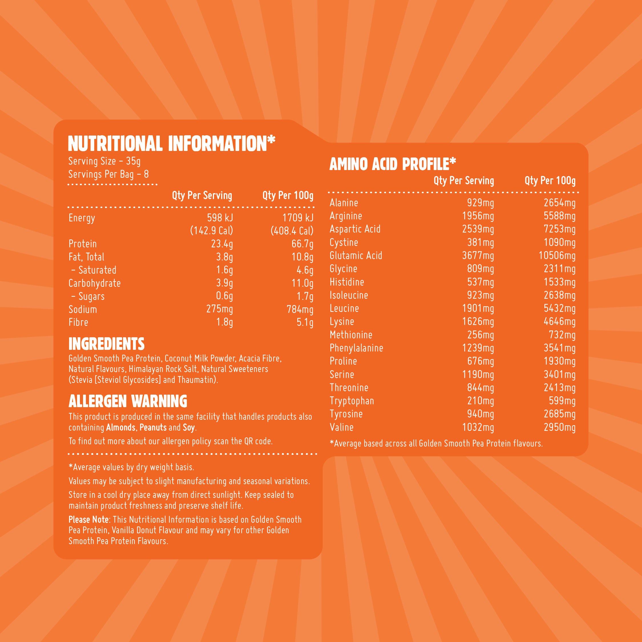 Golden Smooth Pea Protein Sample Pack (8 x 35g Sachets)