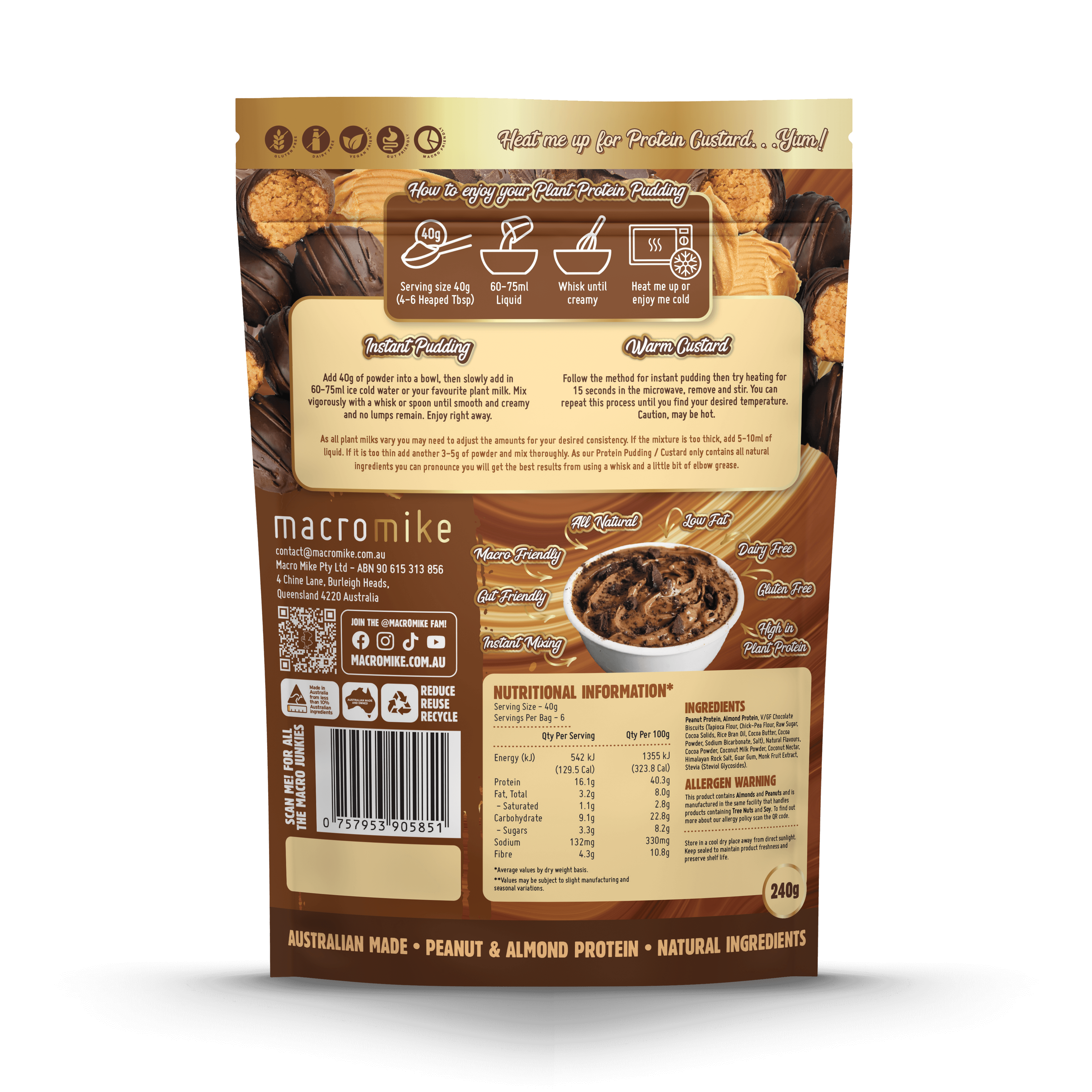 Choc Peanut Truffle Fudge Plant Protein Pudding (240g)