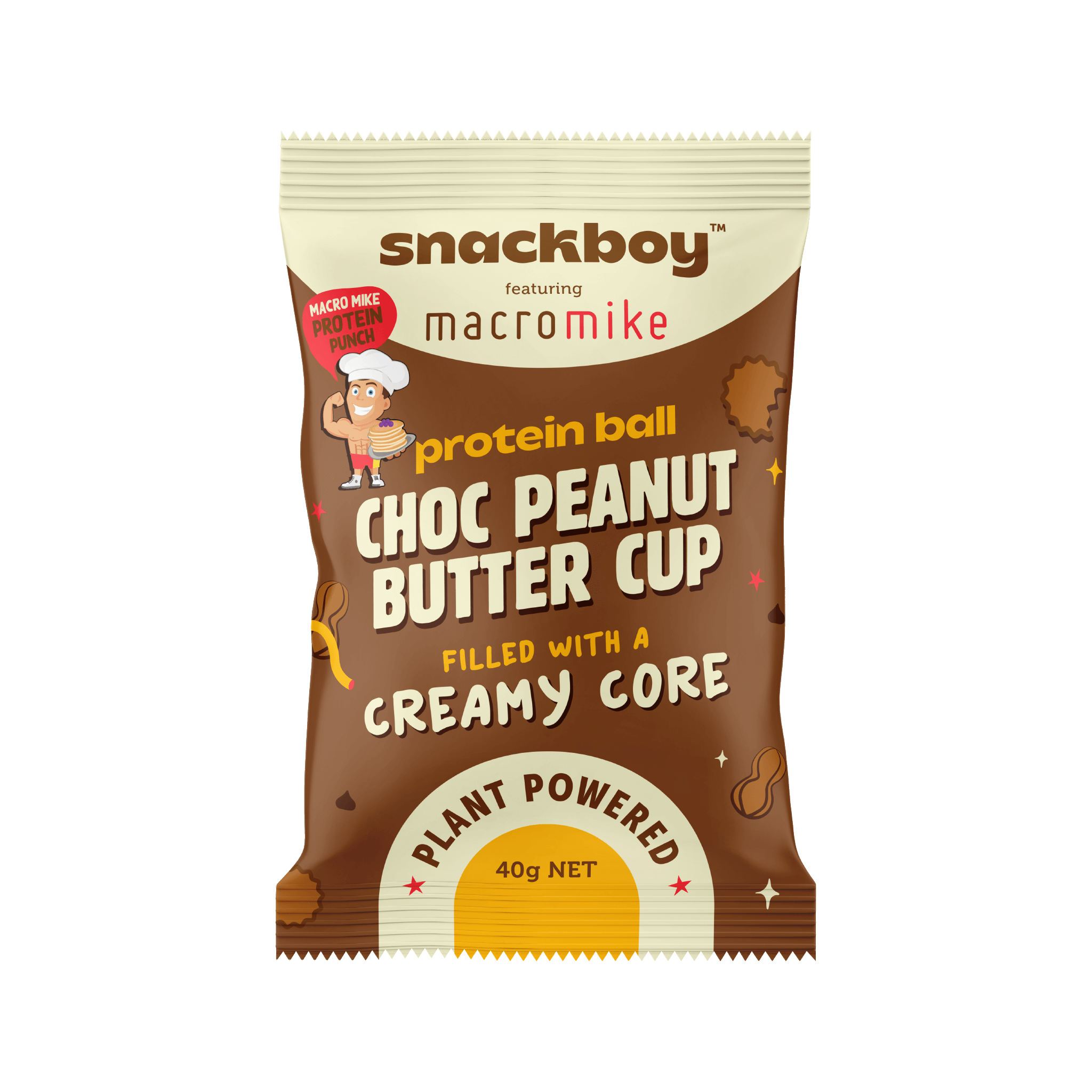 Macro Mike X Snackboy Choc Peanut Butter Cup Protein Ball (Box of 12 x 40g)