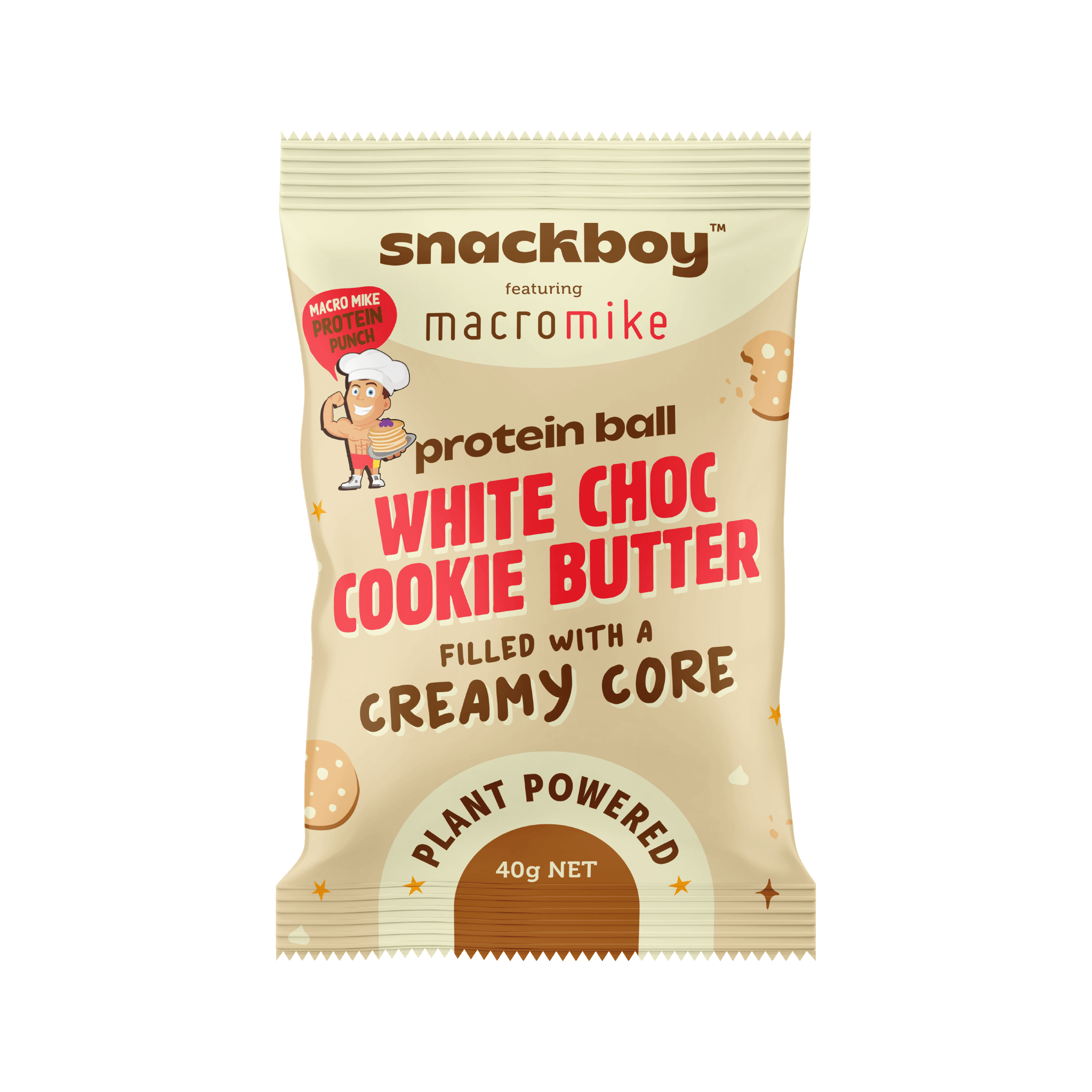 Macro Mike X Snackboy White Choc Cookie Butter Protein Ball (Box of 12 x 40g)