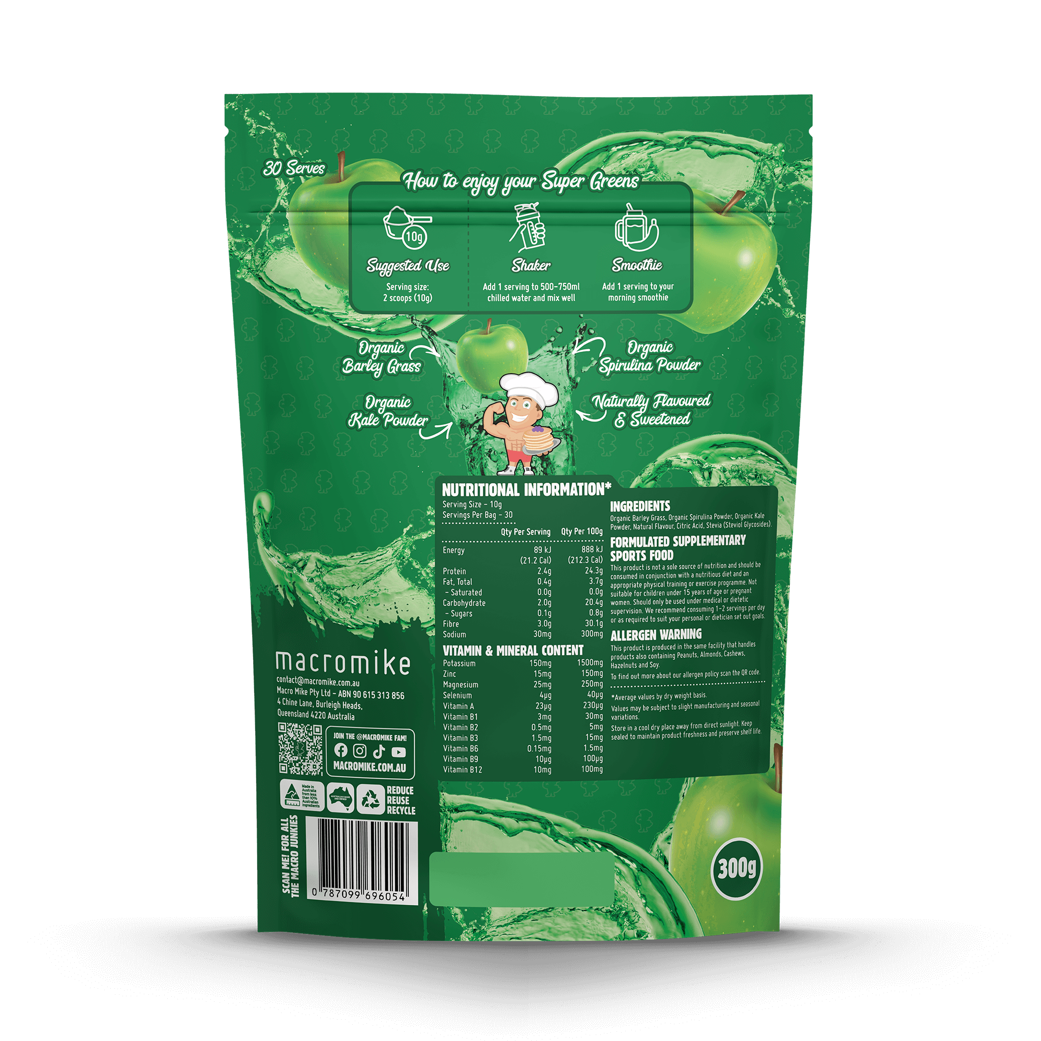Green Apple Burst Super Greens (300g Bag)