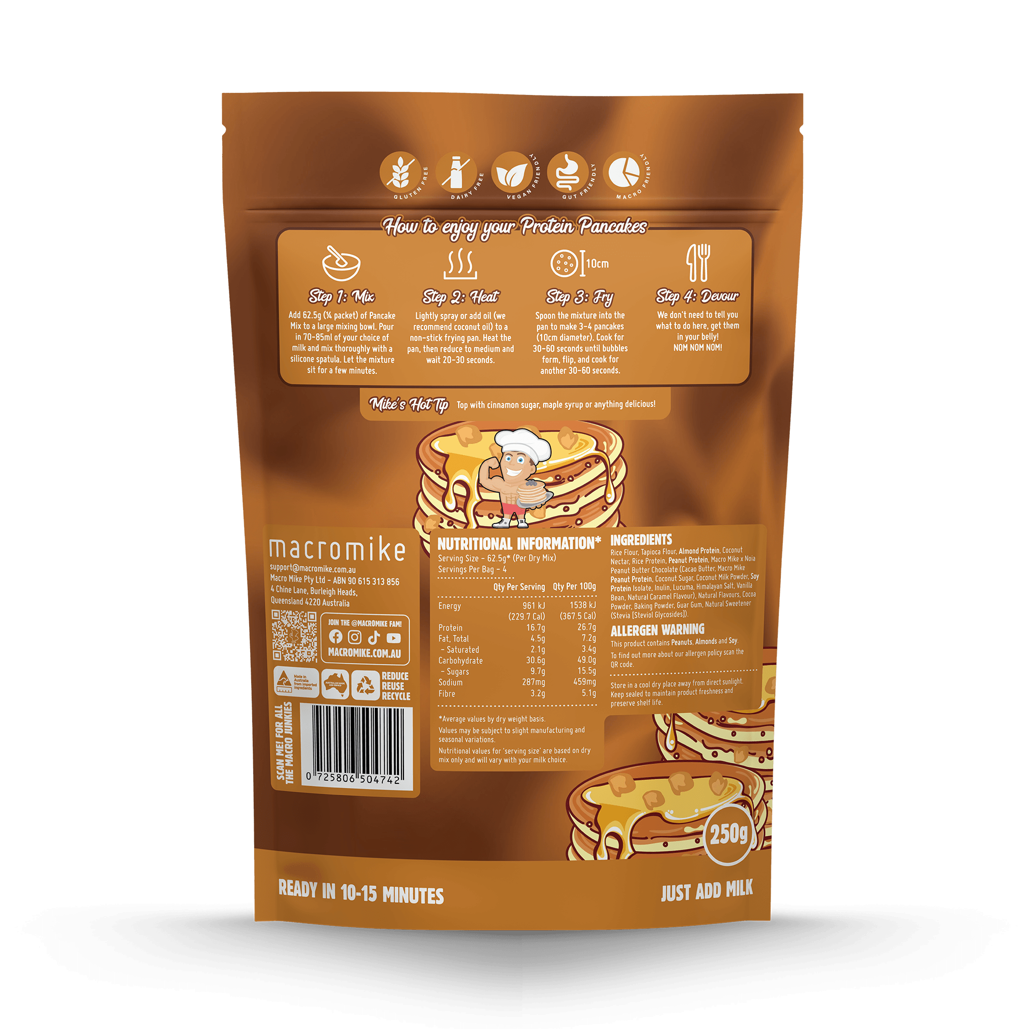 Peanut Butter Choc Chip Protein Pancake Mix (250g Bag)