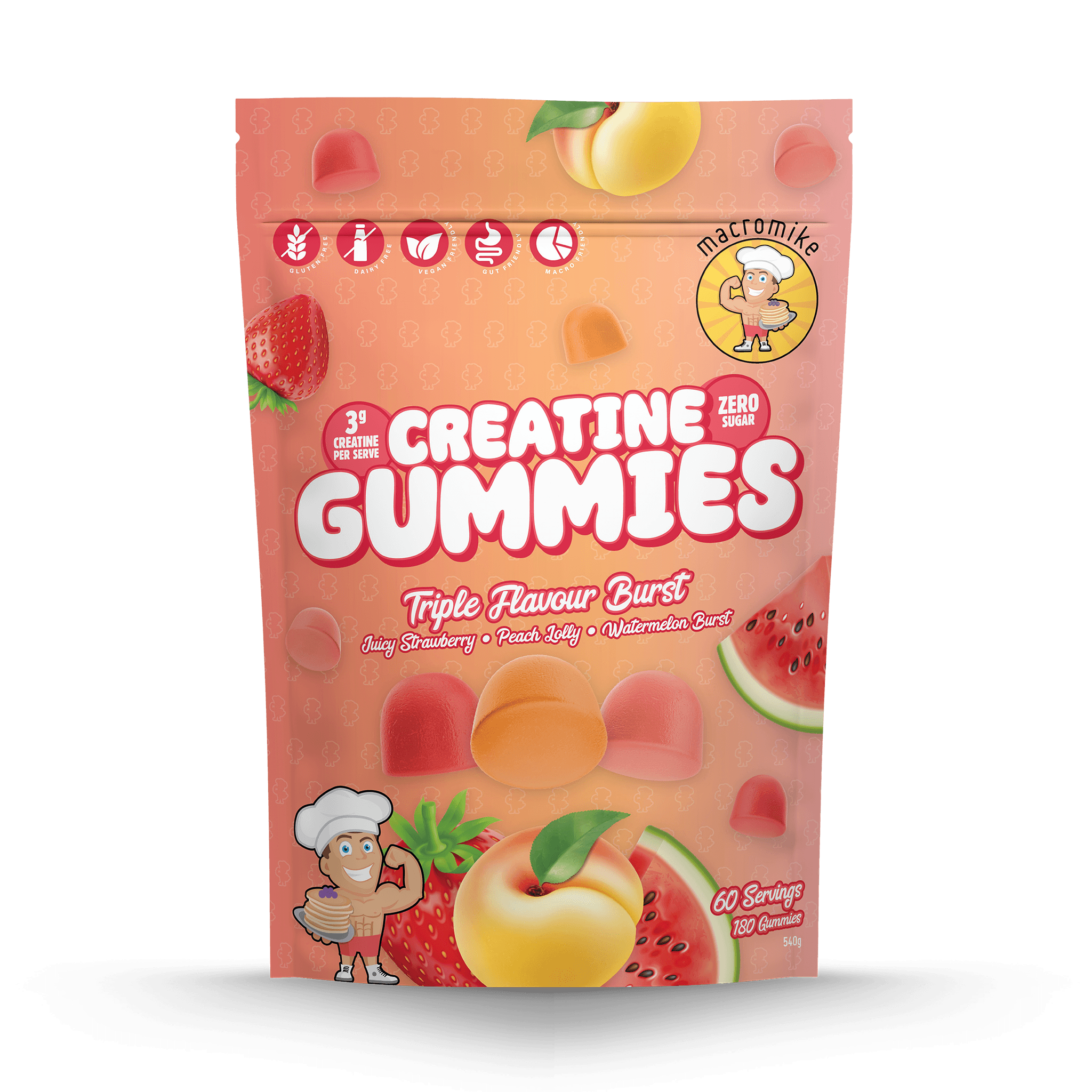 Triple Flavour Burst Creatine Gummies (540g Bag)