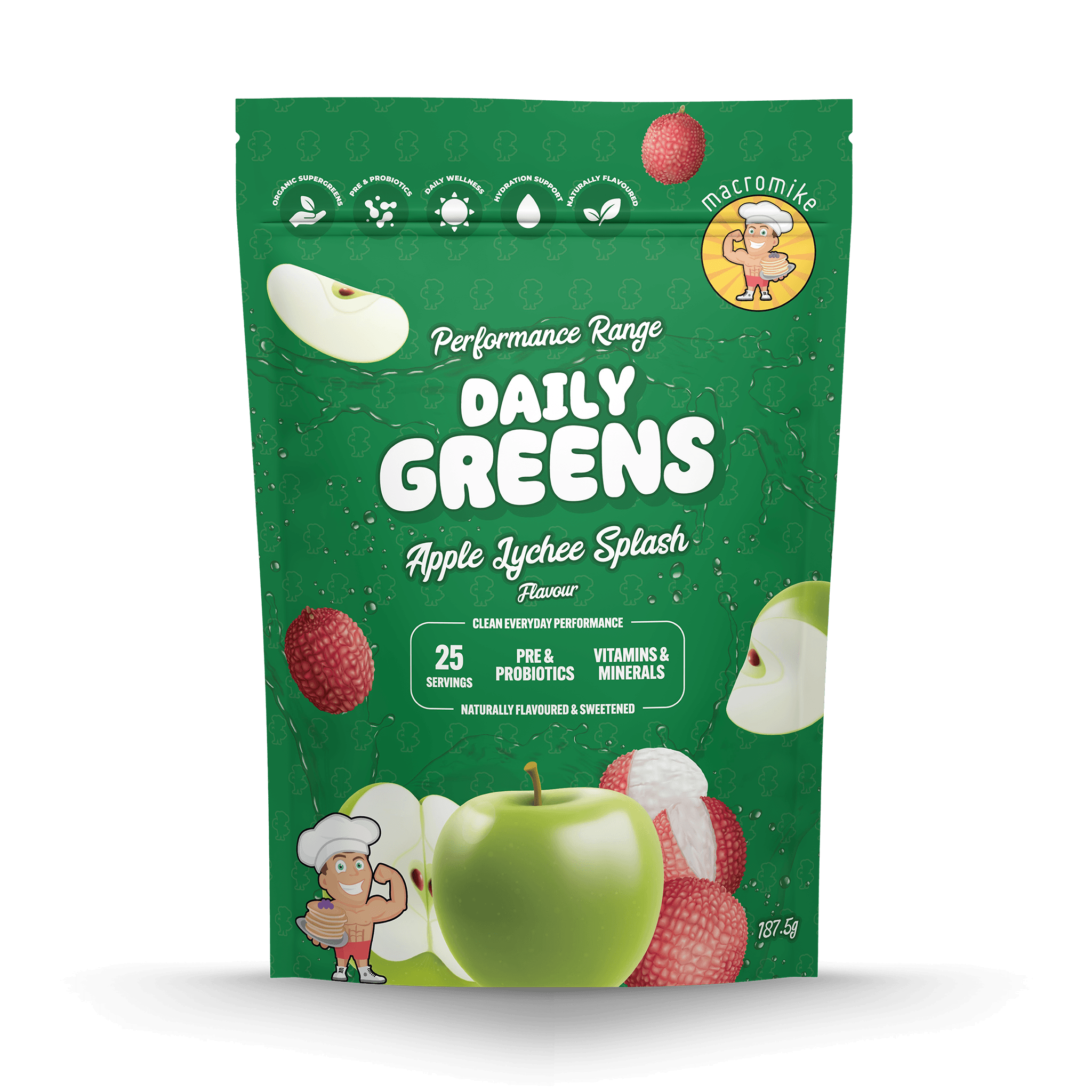 Apple Lychee Splash Daily Super Greens (187.5g Bag) – New Range