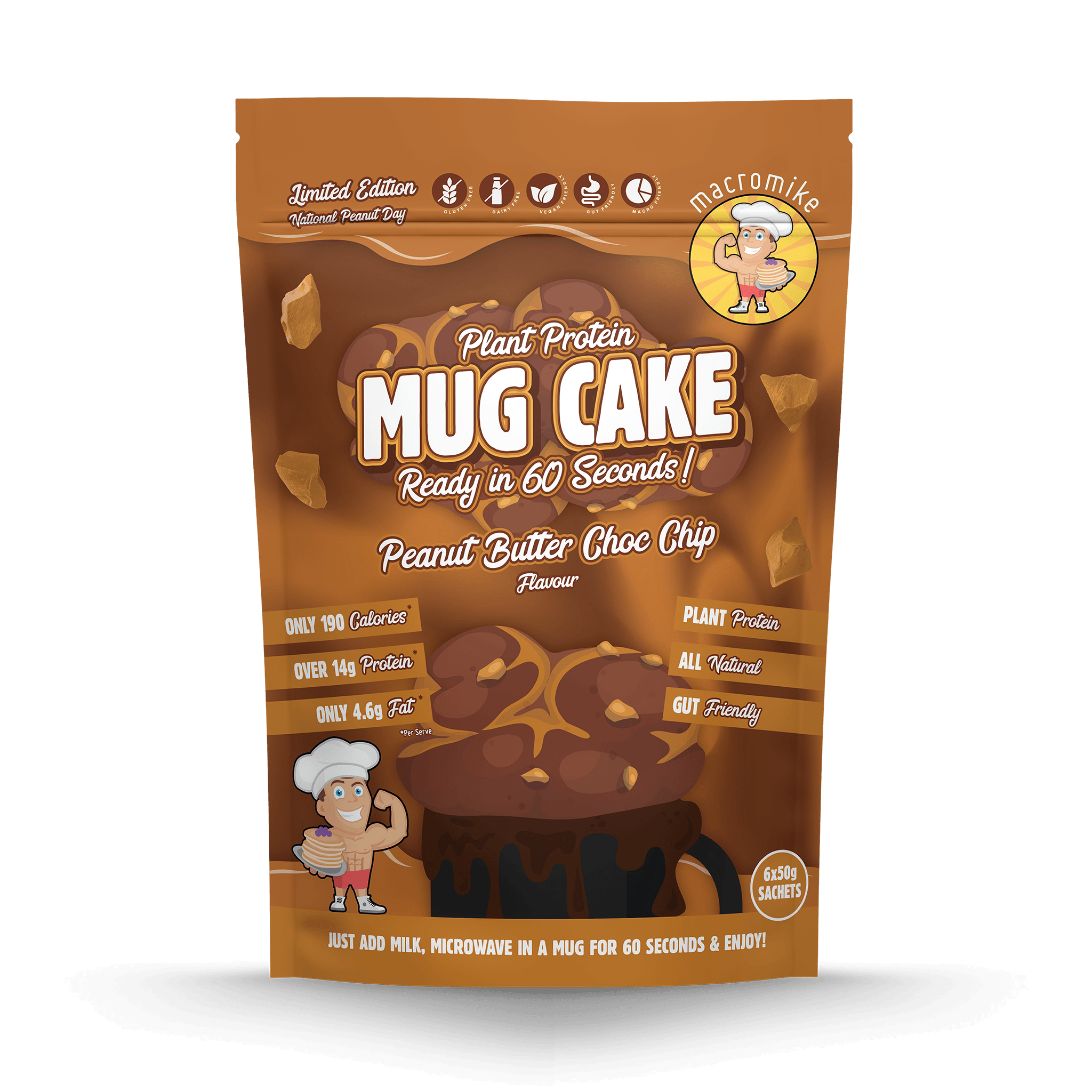 Peanut Butter Choc Chip Protein Mug Cake (6 x 50g Pack)