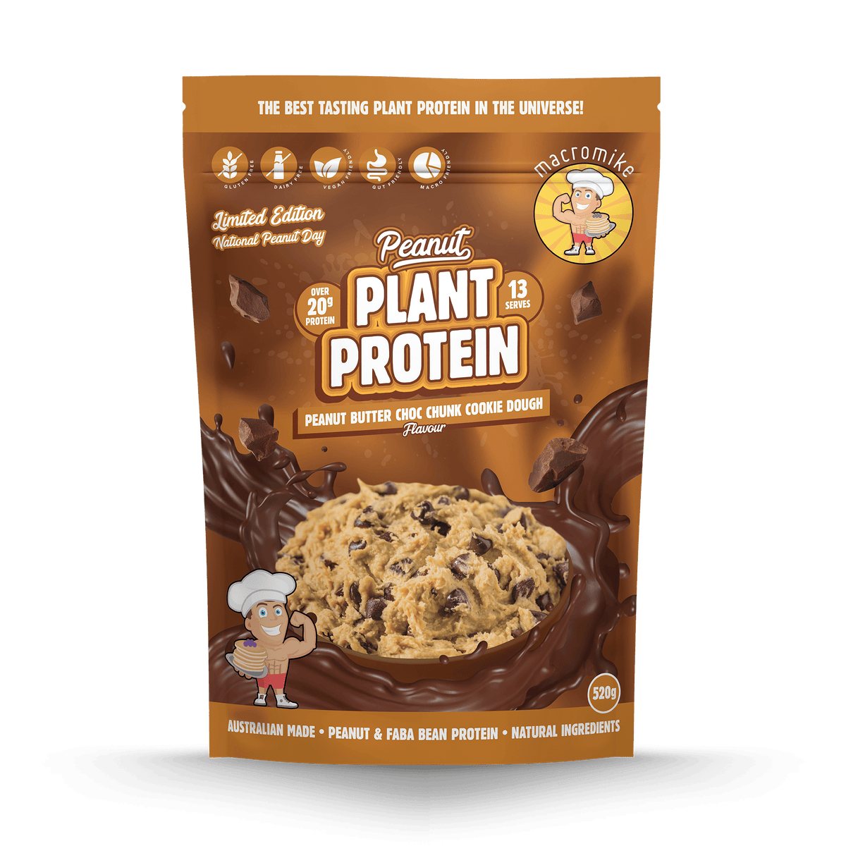 Peanut Butter Choc Chunk Cookie Dough Peanut Plant Protein (520g Bag)