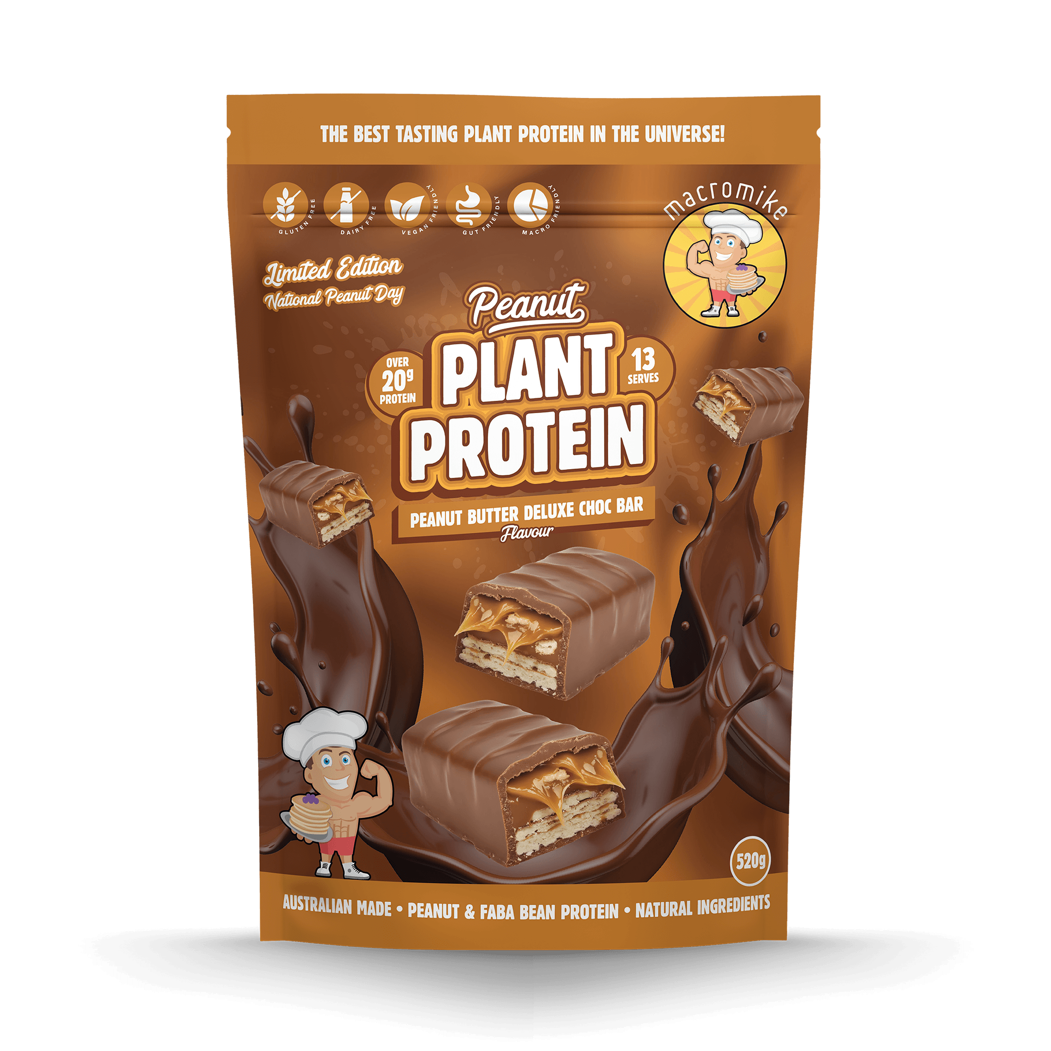 Peanut Butter Deluxe Choc Bar Peanut Plant Protein (520g Bag)