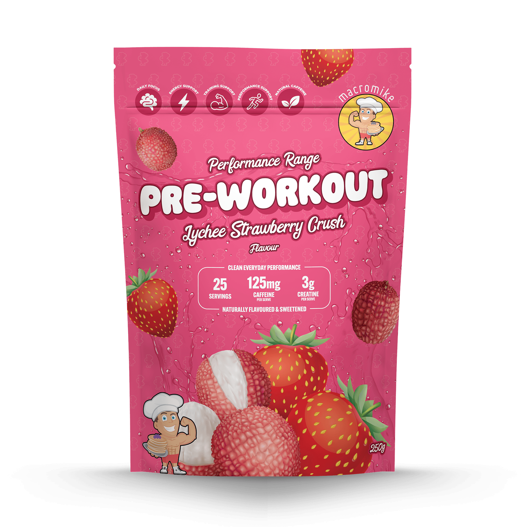 Lychee Strawberry Crush Pre-Workout (250g Bag) – New Range