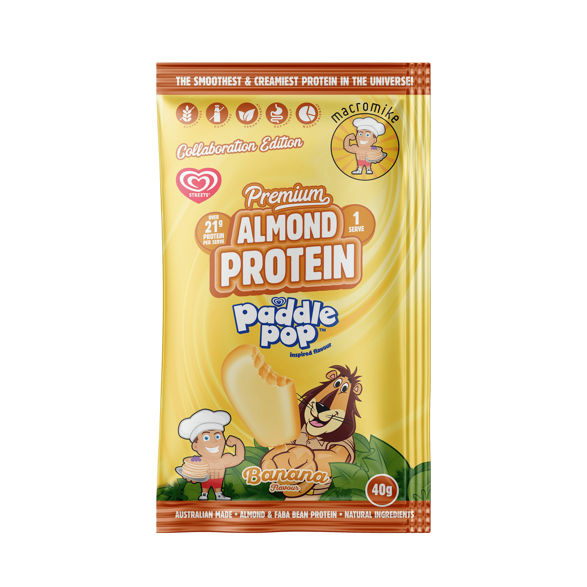 Macro Mike x Streets Banana Paddle Pop Premium Almond Protein (40g Sachet)