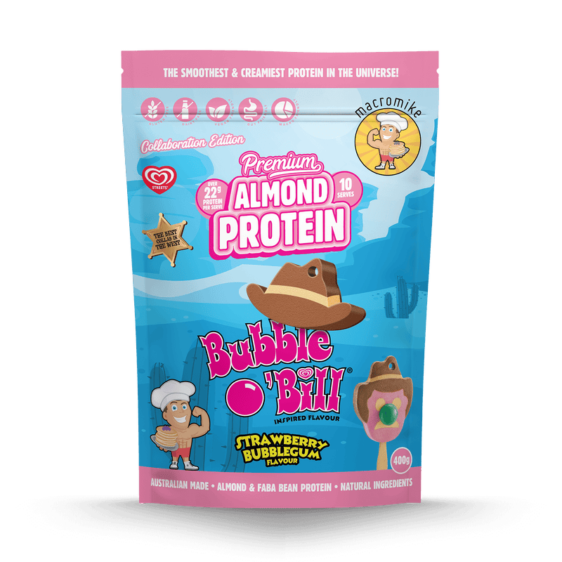 Macro Mike x Streets Strawberry Bubblegum Bubble O'Bill Premium Almond Protein (400g Bag)