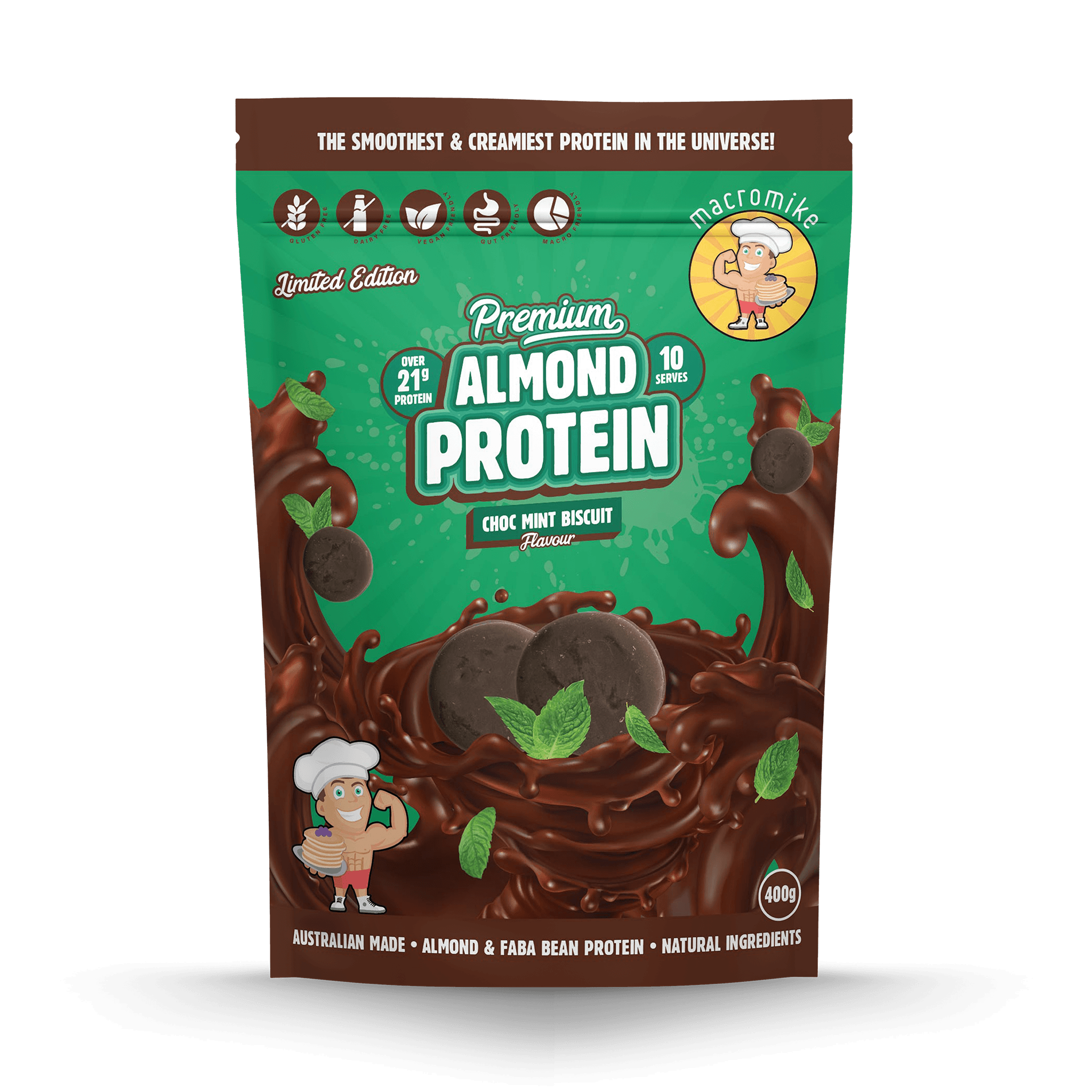 Choc Mint Biscuit Premium Almond Protein (400g Bag)
