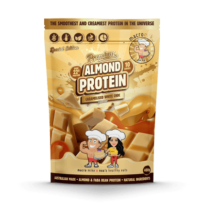 Caramelised White Choc Premium Almond Protein (400g Bag)