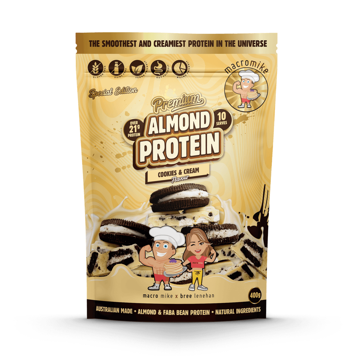 Cookies & Cream Premium Almond Protein (400g Bag) Macro Mike